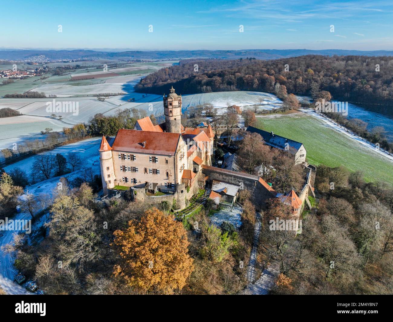 Luftaufnahme, historisches Ronneburg, Gemeinde Ronneburg, Main-Kinzig-Kreis. Wetterau, Hessen, Deutschland Stockfoto