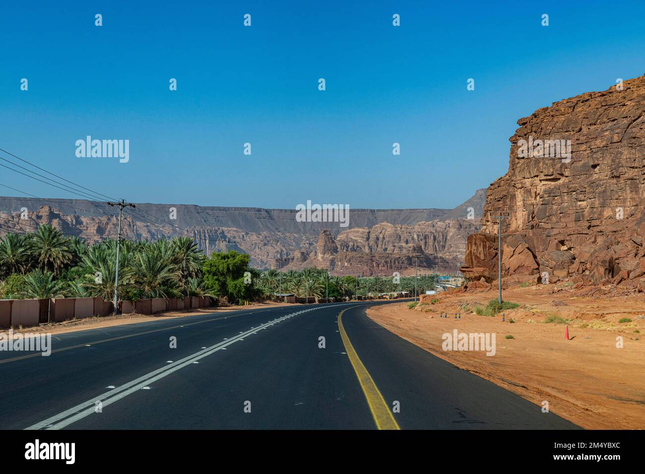 Straße nach Al Ula, Königreich Saudi-Arabien Stockfoto