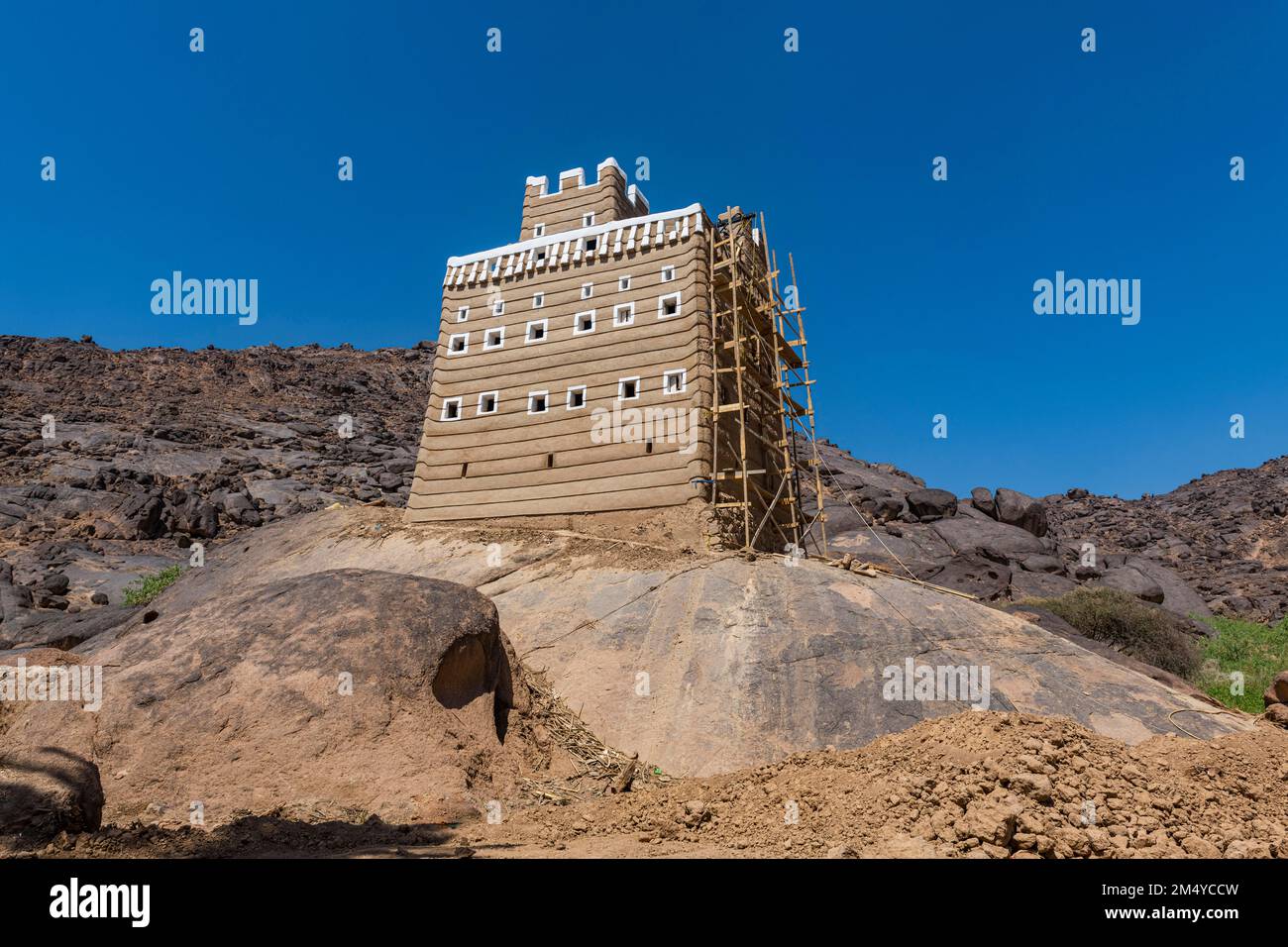 Altes befestigtes Haus aus Schlamm, Najran, Königreich Saudi-Arabien Stockfoto