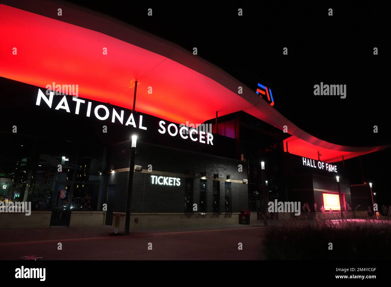 Die National Soccer Hall of Fame, Dienstag, 20. Dezember 2022, in Frisco, Text Stockfoto