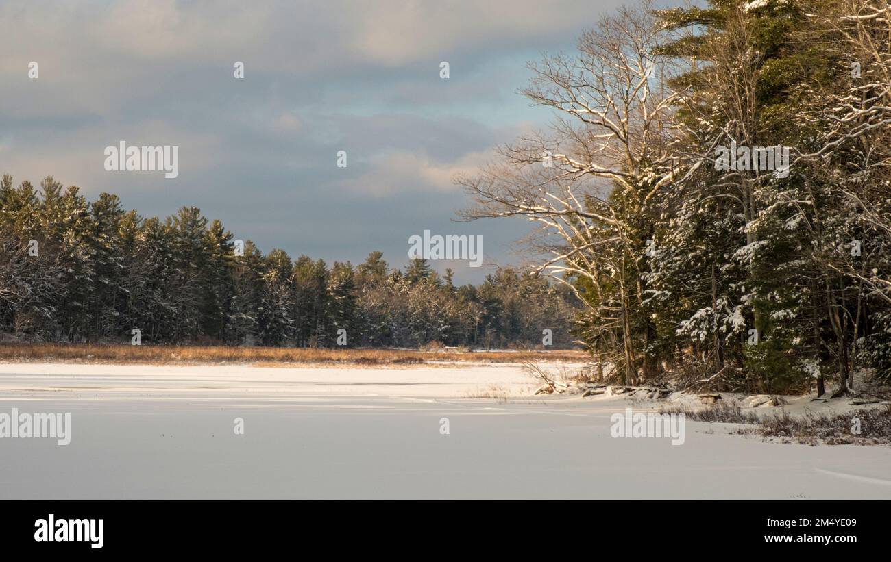 Stone Bridge Pond in Templeton, Massachusetts Stockfoto