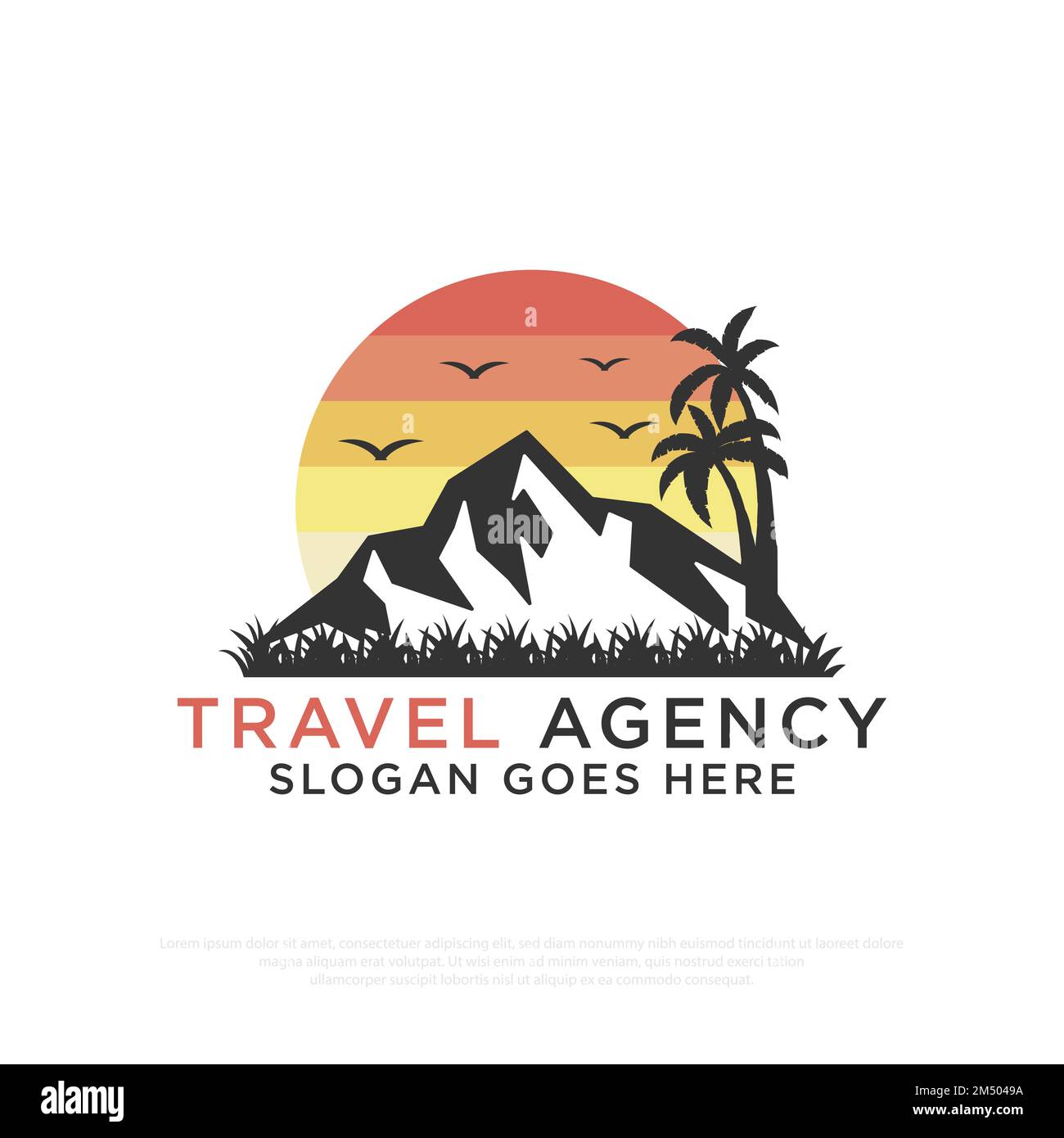 Logo des Nature Park Travel Agency mit Vektorvorlage für „Mountain Outdoor Adventure“ Stock Vektor