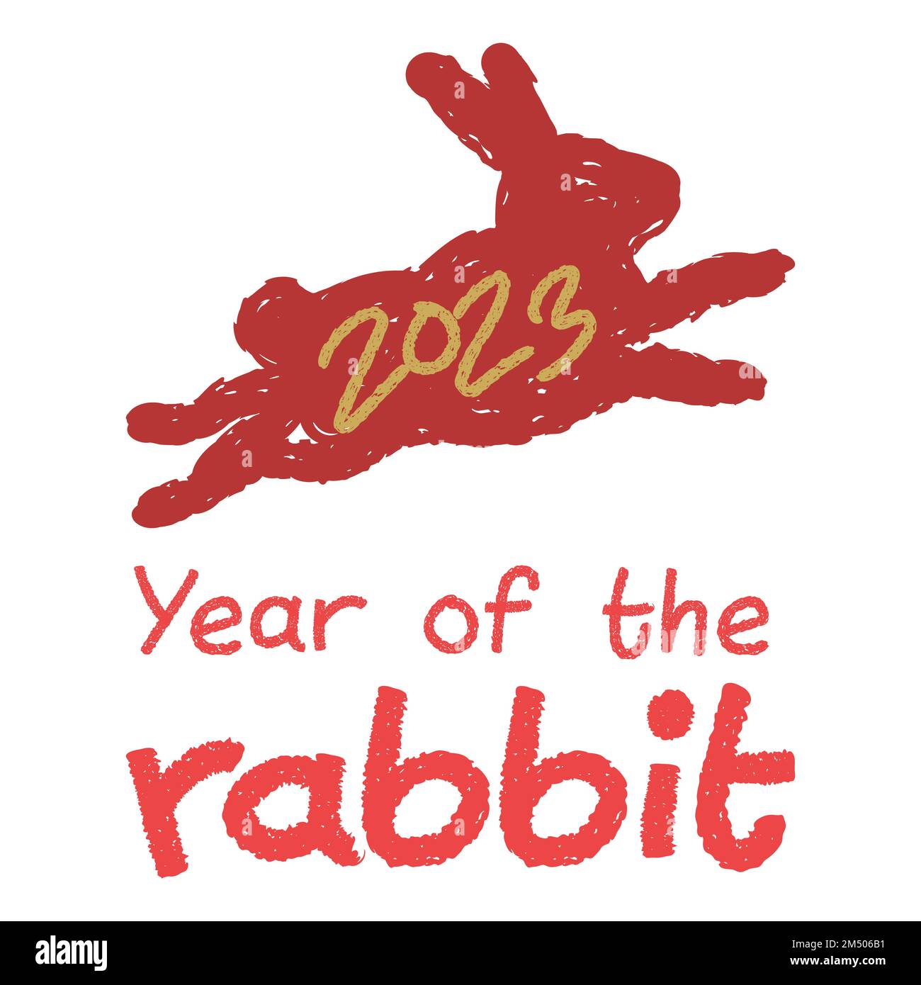 Das Jahr des Kaninchen-Vektorbanners zur Feier der handgezeichneten Illustrationstechnik Stock Vektor