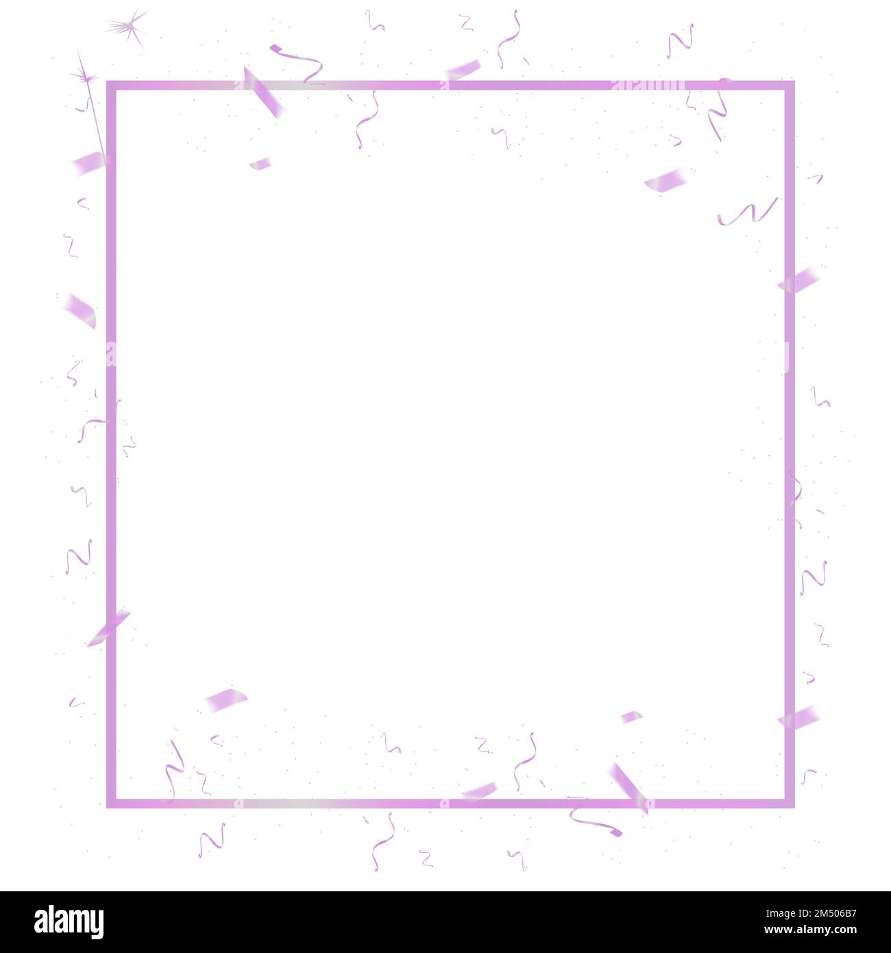 Transparenter Hintergrund mit violettem quadratischem Rand für Party-, Silvester- und Countdown-Feierlichkeiten am Heiligabend Stockfoto