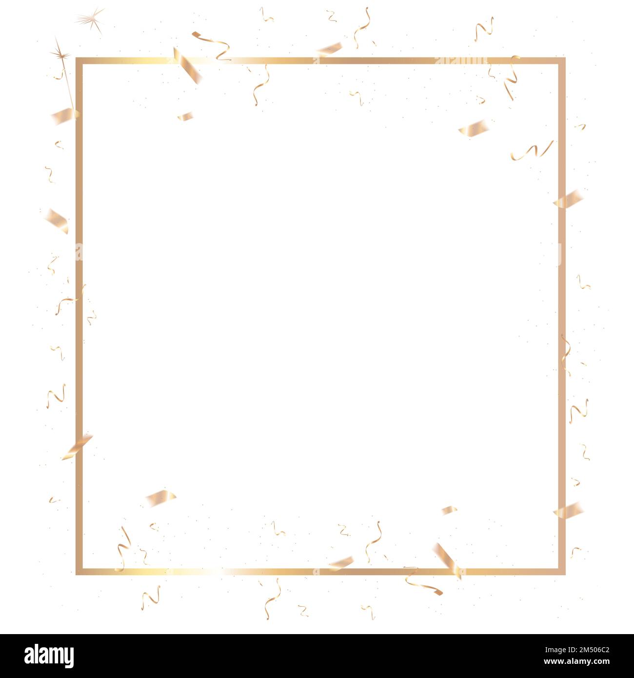 Transparenter Hintergrund mit goldenem quadratischem Rand für Partys, Silvester und Countdown-Feierlichkeiten am Heiligabend Stockfoto