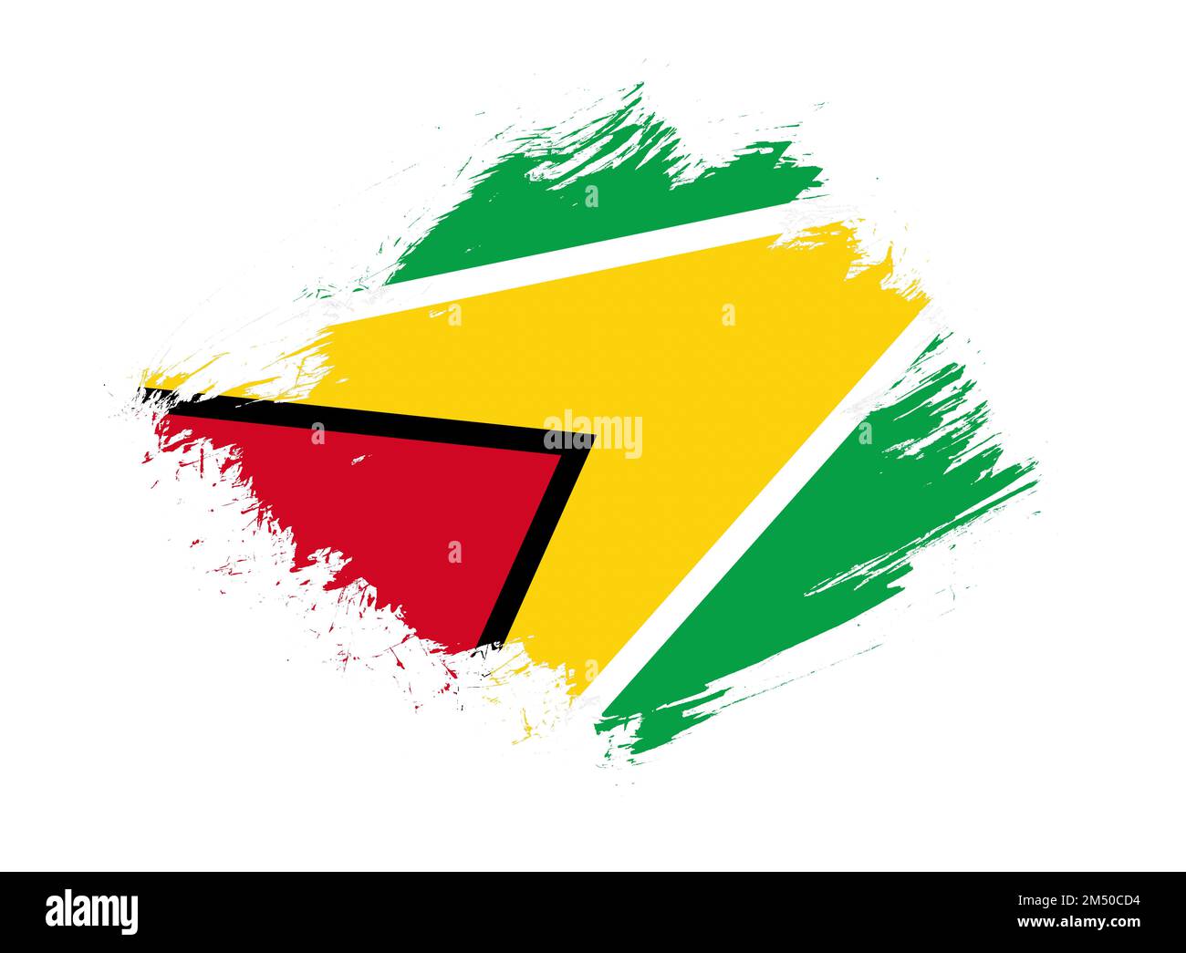 Guyana-Flagge mit abstrakter Pinselstruktur auf weißem Hintergrund Stockfoto