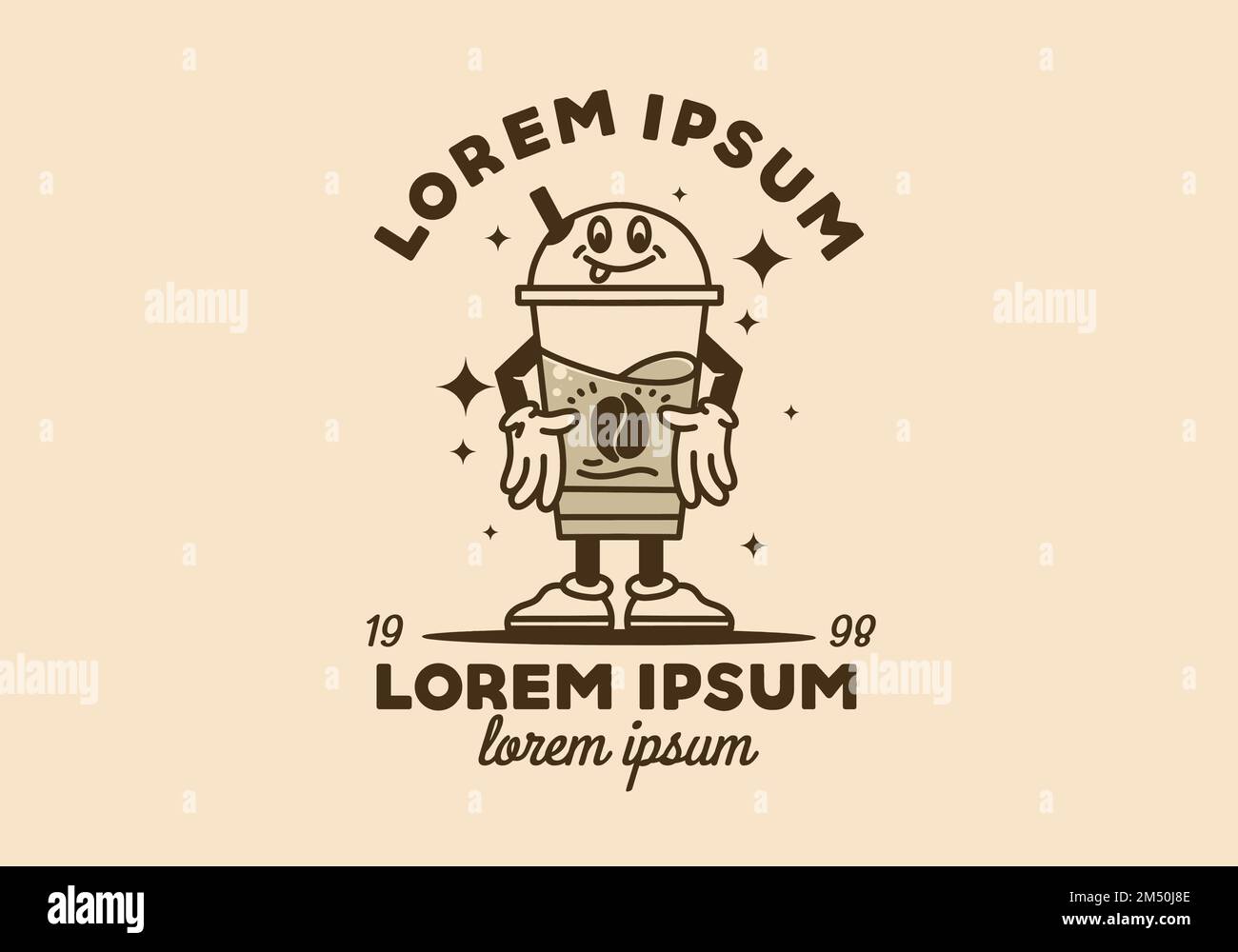 Illustration: Maskottchen-Design eines Kaffees in einer Plastiktasse Stock Vektor