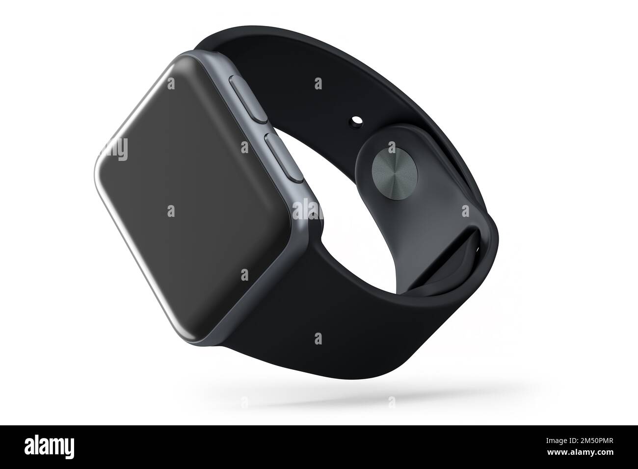 Smart-Uhr aus Edelstahl mit schwarzem Armband isoliert auf weißem  Hintergrund. 3D-Rendering-Konzept von Wearable Device Health und Fitness  Tracker Stockfotografie - Alamy