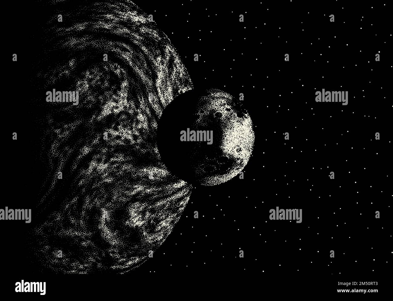 Weltraumlandschaft mit malerischem Blick auf den Planeten und Stars hergestellt mit Stock Vektor