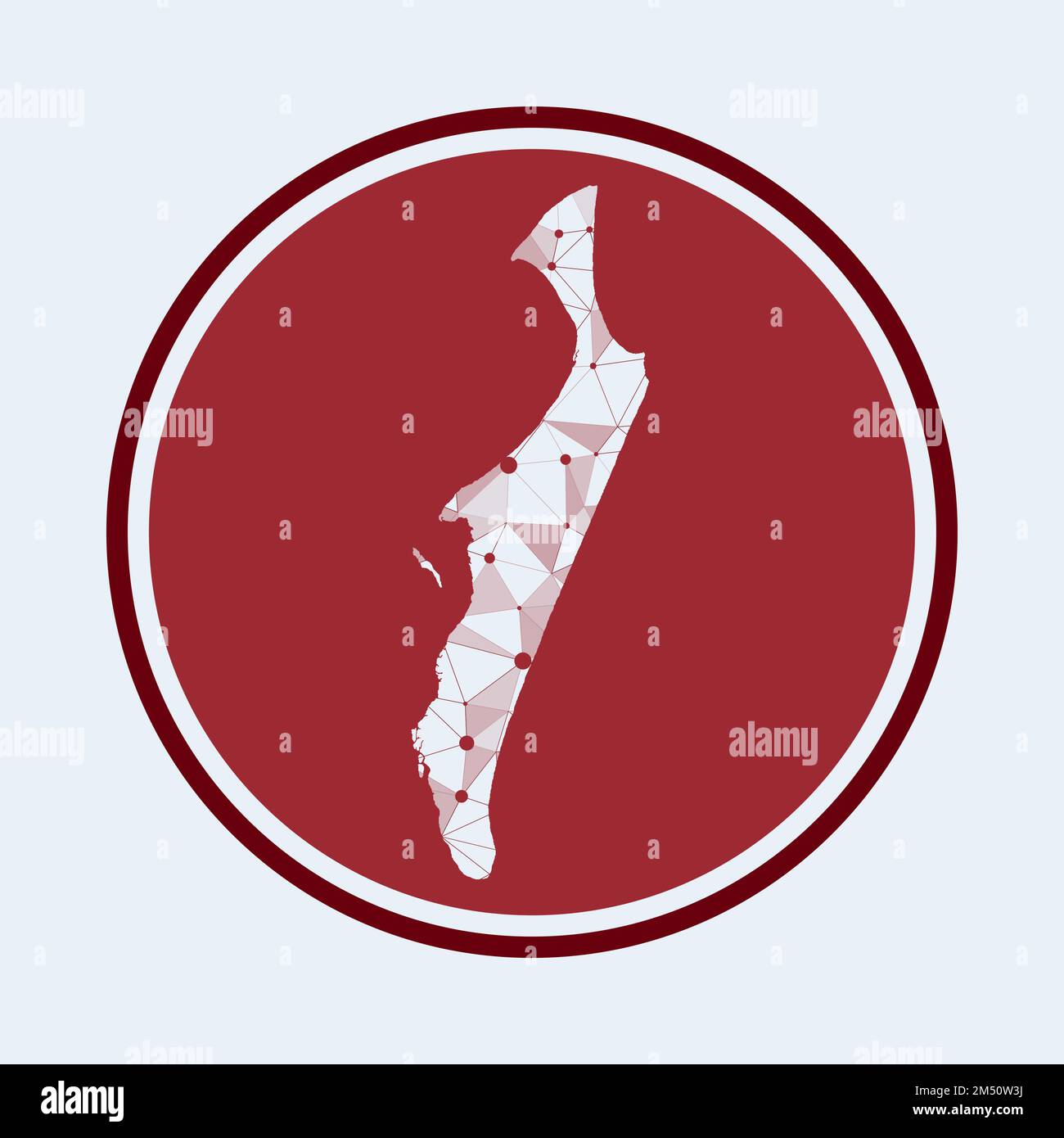 Fraser Island-Symbol. Trendiges Tech-Logo der Insel. Rundes Design mit geometrischem Mesh. Technologie, Internet, Netzwerk, Telekommunikationskonzept. Vector illu Stock Vektor