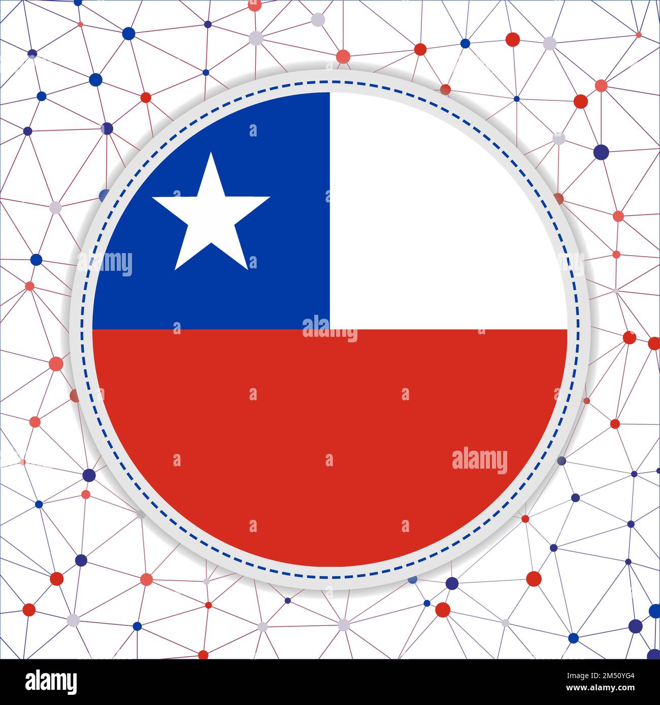 Chilenische Flagge mit Netzwerkhintergrund. Chile signiert. Stilvolle Vektordarstellung. Stock Vektor