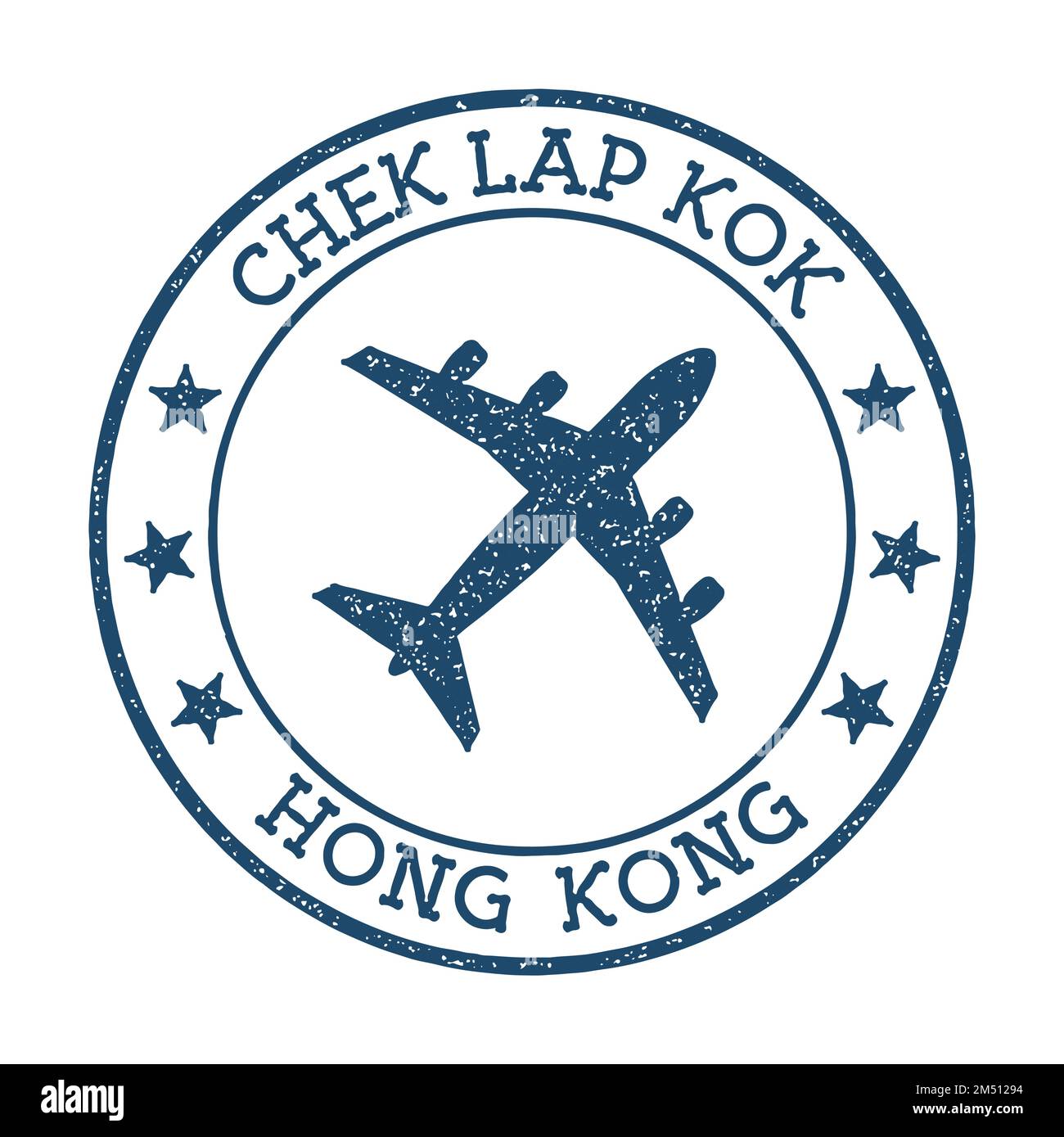 Chek Lap Kok Logo für Hongkong. Vektordarstellung der Flughafenstempel. Hongkong-Flugplatz. Stock Vektor