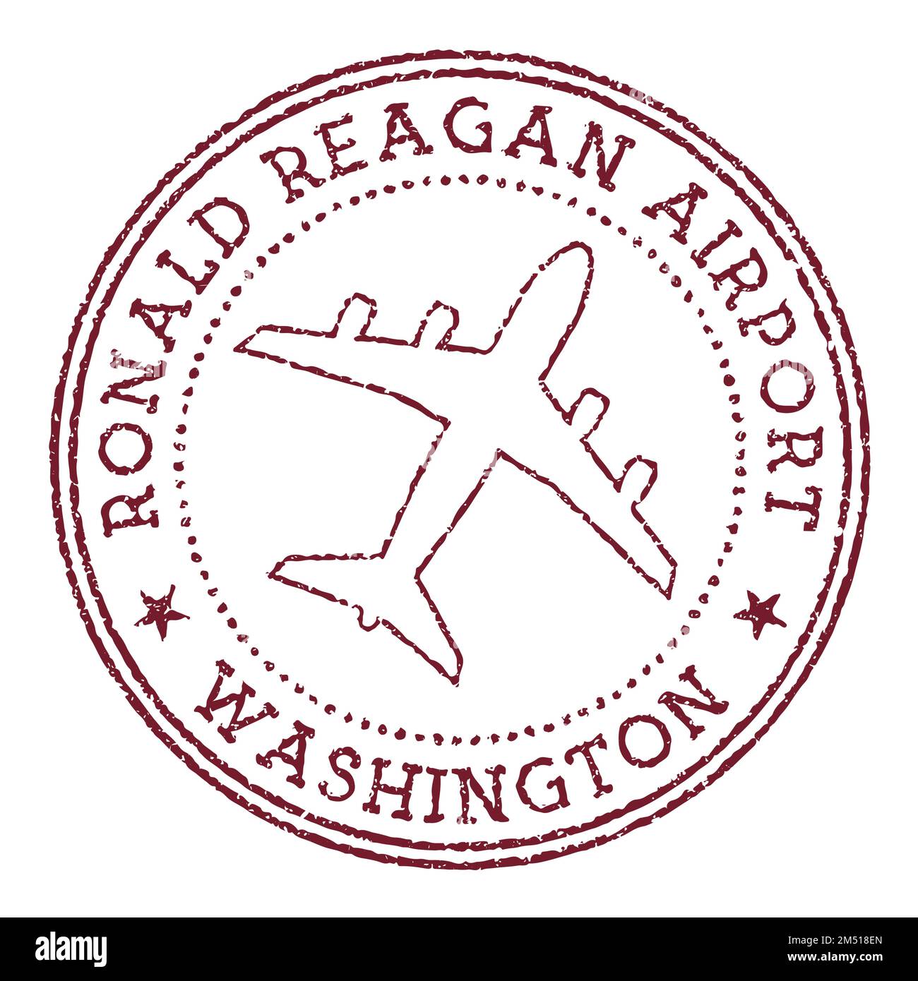 Ronald Reagan Flughafen Washington Stempel. Rundes Logo des Flughafens von Washington. Vektordarstellung. Stock Vektor