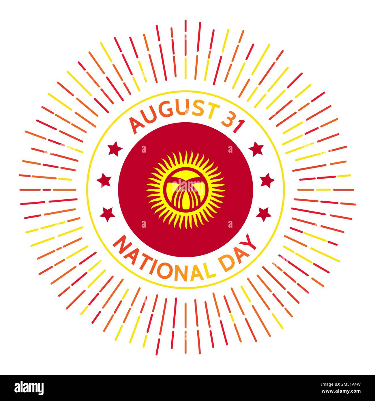 Kirgisistan Nationalfeiertag. Unabhängigkeit von der UdSSR im Jahr 1991. Gefeiert am 31. August. Stock Vektor