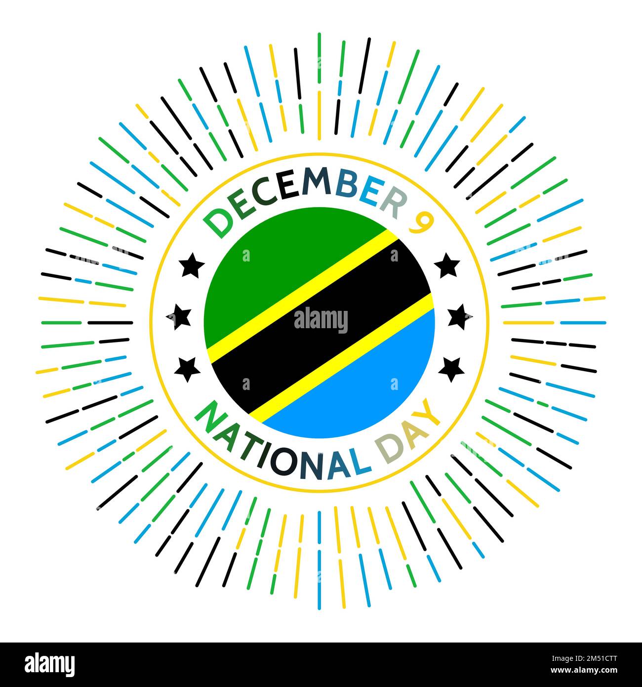Tansania Nationalfeiertag. Unabhängigkeit der Tanganyika vom Vereinigten Königreich im Jahr 1961. Gefeiert am 9. Dezember. Stock Vektor