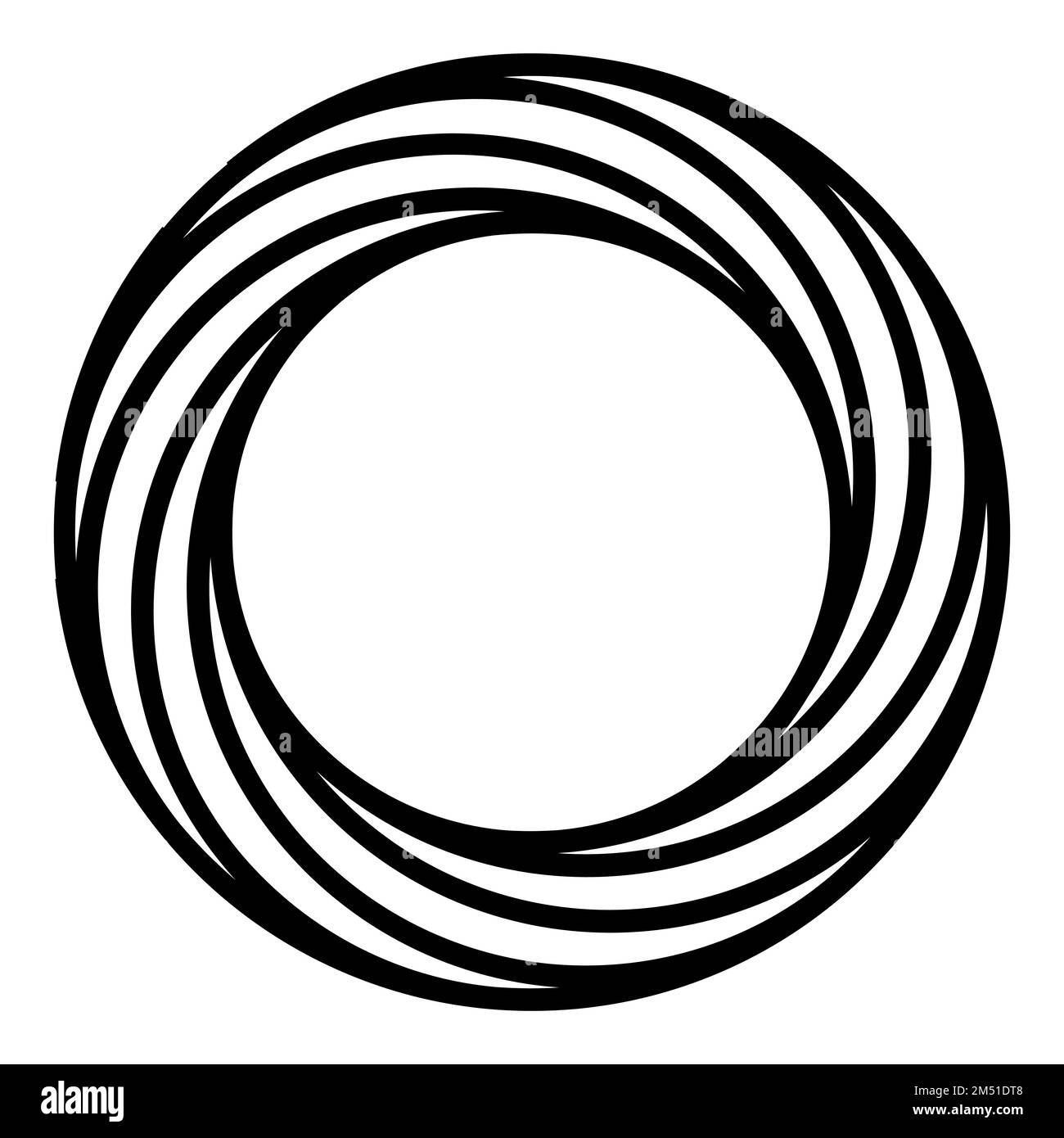 Kreisförmiges konzentrisches Drall-Logo, Symbol Curl Drall-Linie, gebogene Rundung Stock Vektor