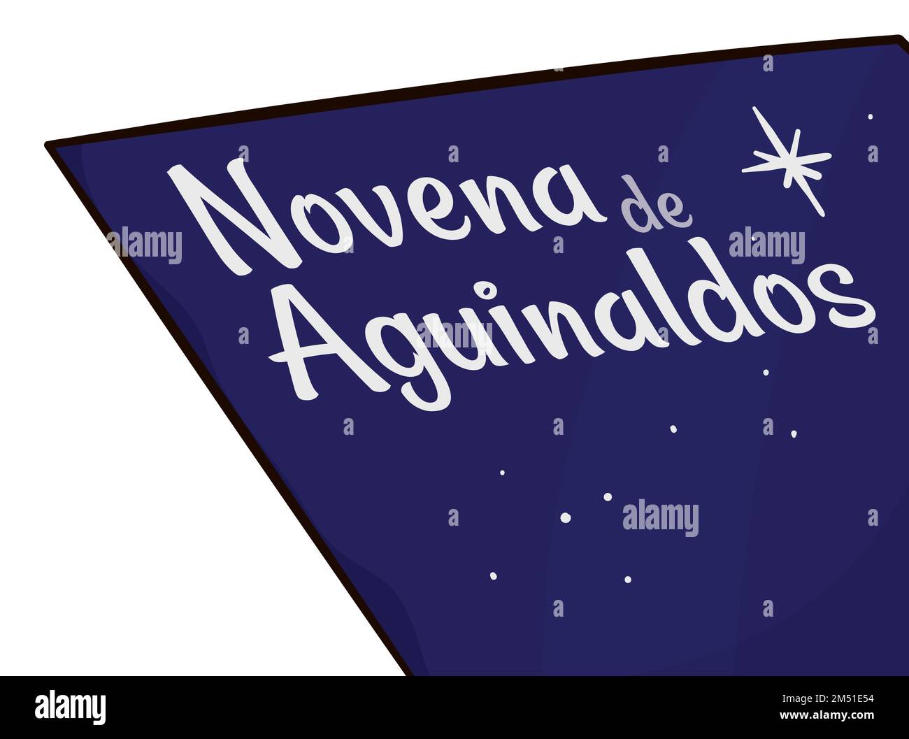 Traditionelles Buch „Novena de Aguinaldos“ (auf Spanisch geschrieben) mit Sternenhimmel und Stern von Bethlehem. Stock Vektor