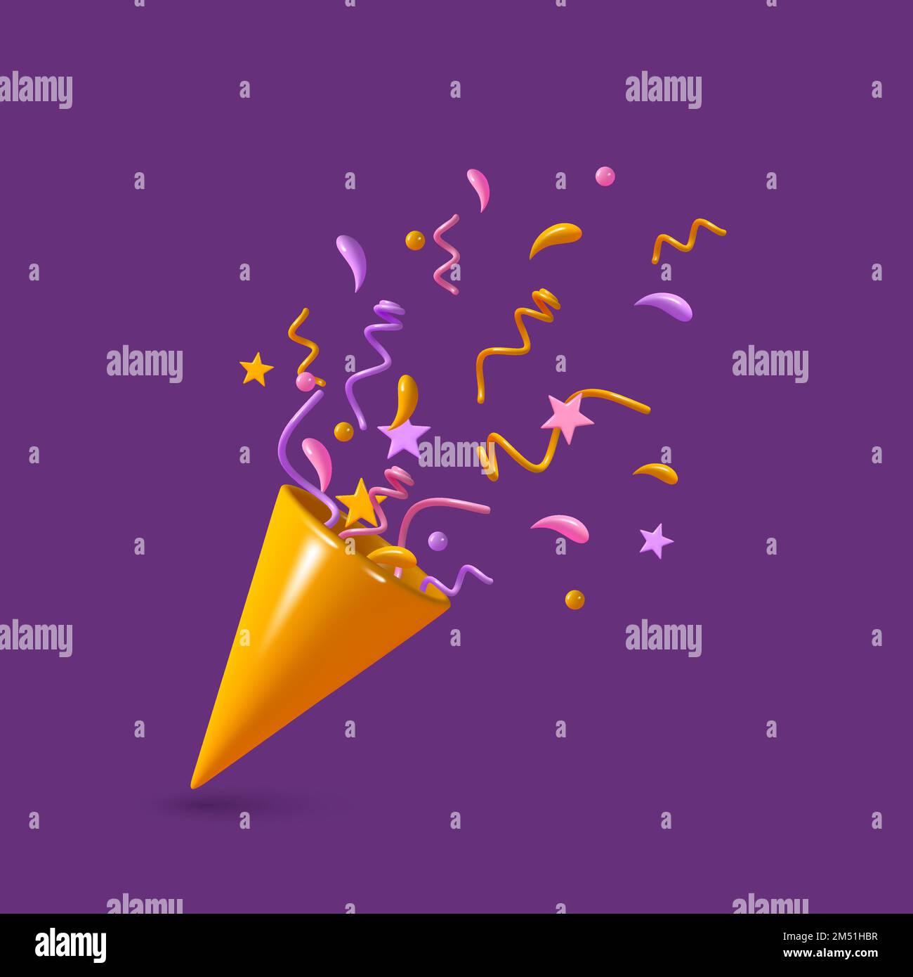 Konfetti-gelber Partyhut. Stock Vektor