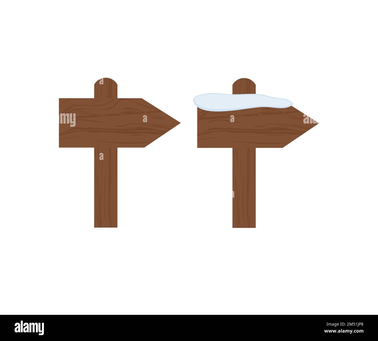Holzschilder, Holzschilder, Logo-Design. Straßenschild einschließlich rechts überdacht. Alte Holzplanken im Sommer und Winter. Stock Vektor