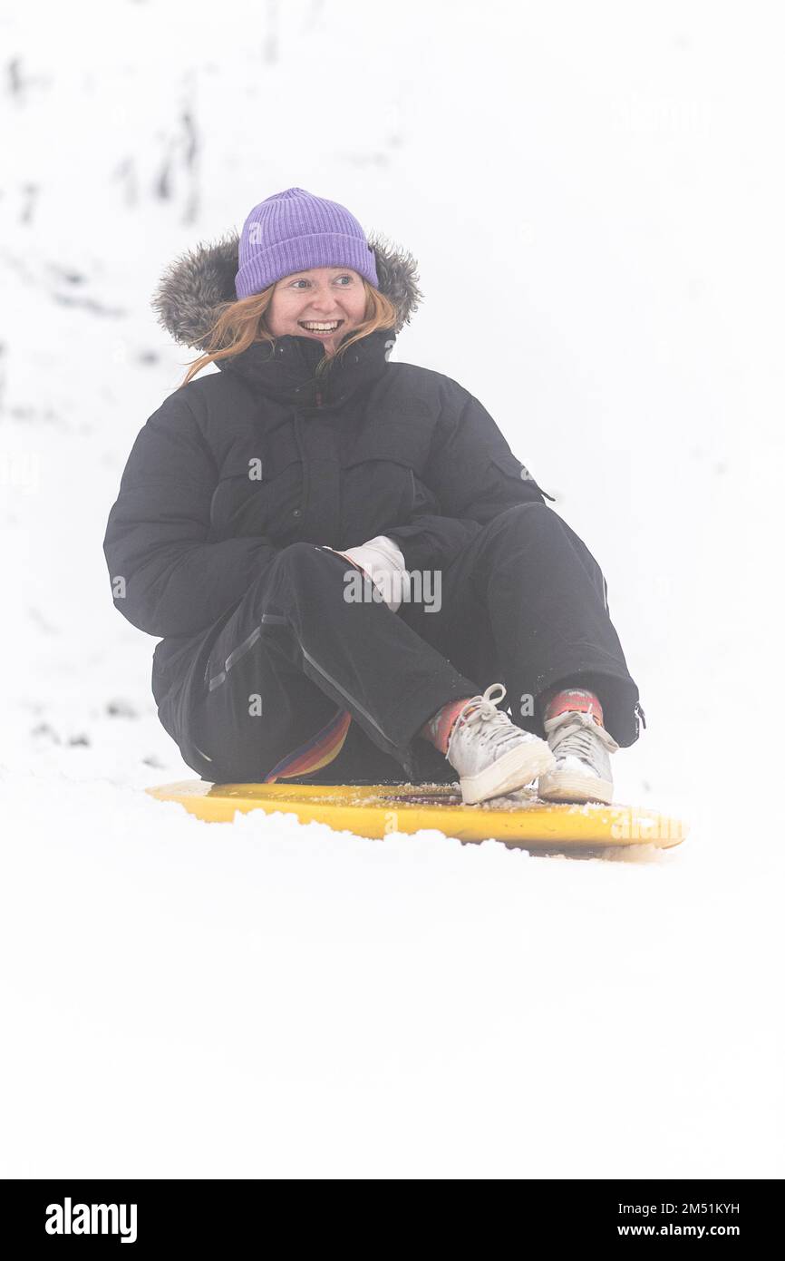 **ES FALLEN NORMALE NUTZUNGSGEBÜHREN AN** Hartside, Cumbria, UK - Samstag, 17. Dezember 2022; Winterwinterwetter in Hartside in Cumbria. Stockfoto