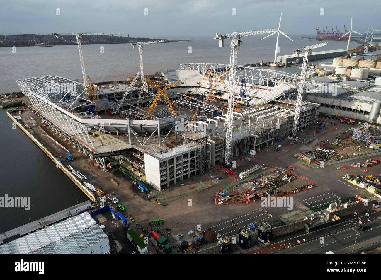 Bau des Stadions Everton am Branley Moore Dock, Liverpool, 24. Dezember 2022 Stockfoto