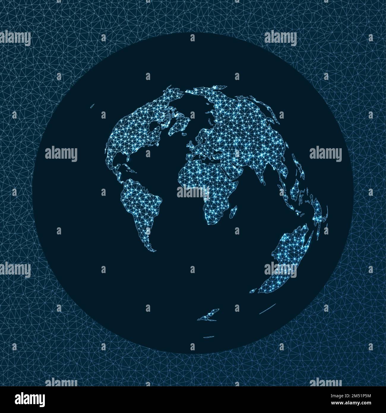 Globales Netzwerkkonzept. Azimutale äquidistante Projektion. World Network. Schöne Karte mit Verbindungen. Vektordarstellung. Stock Vektor