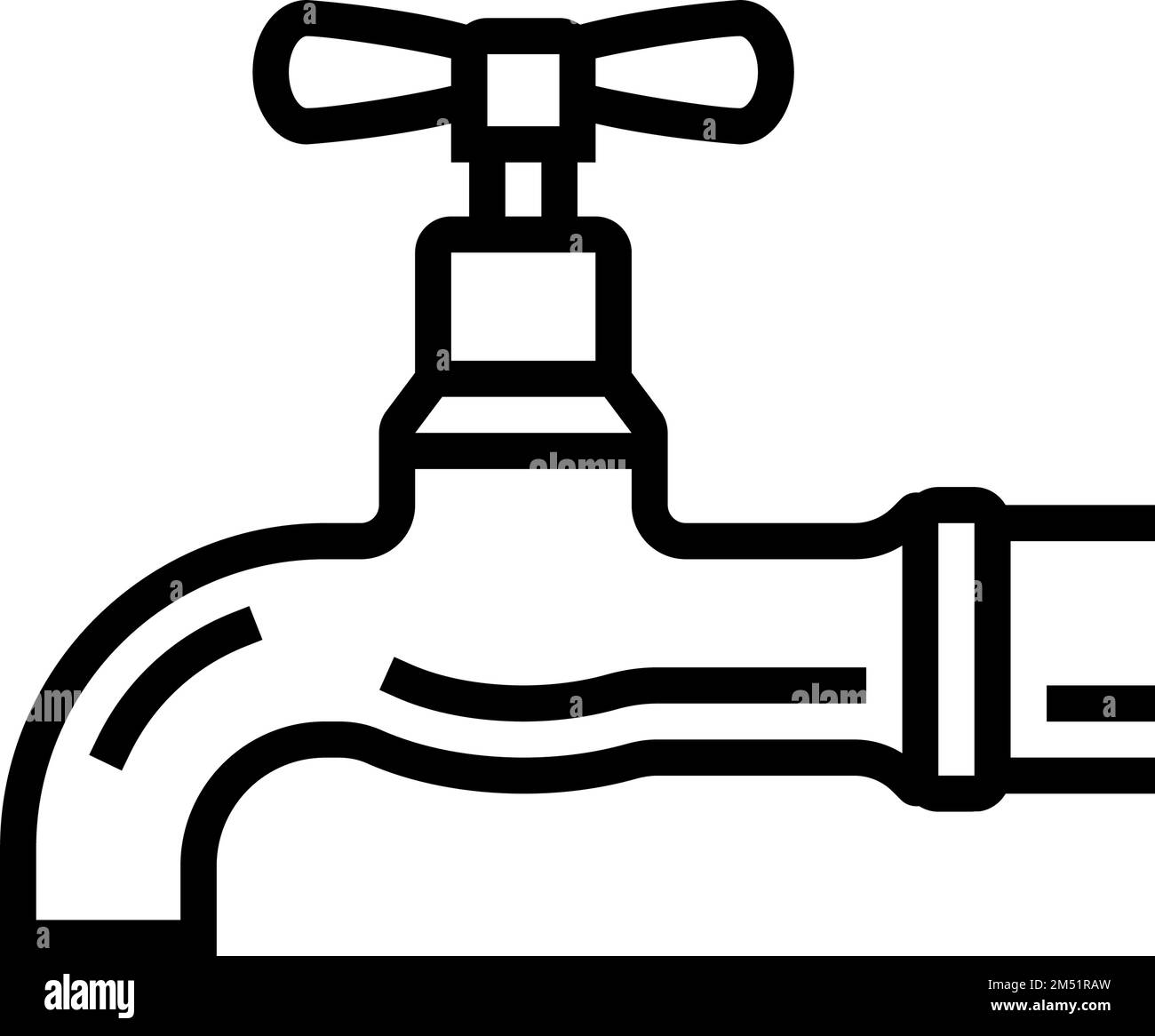 Darstellung des Symbols für Kupferwasserhahn und Metalllinien Stock Vektor