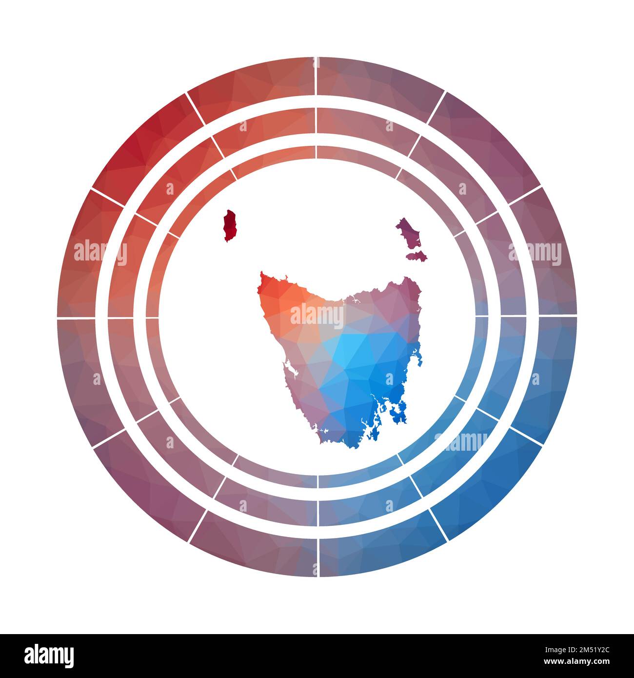 Tasmanien-Emblem. Helles, verlaufendes Logo der Insel in flachem Poly-Stil. Stock Vektor