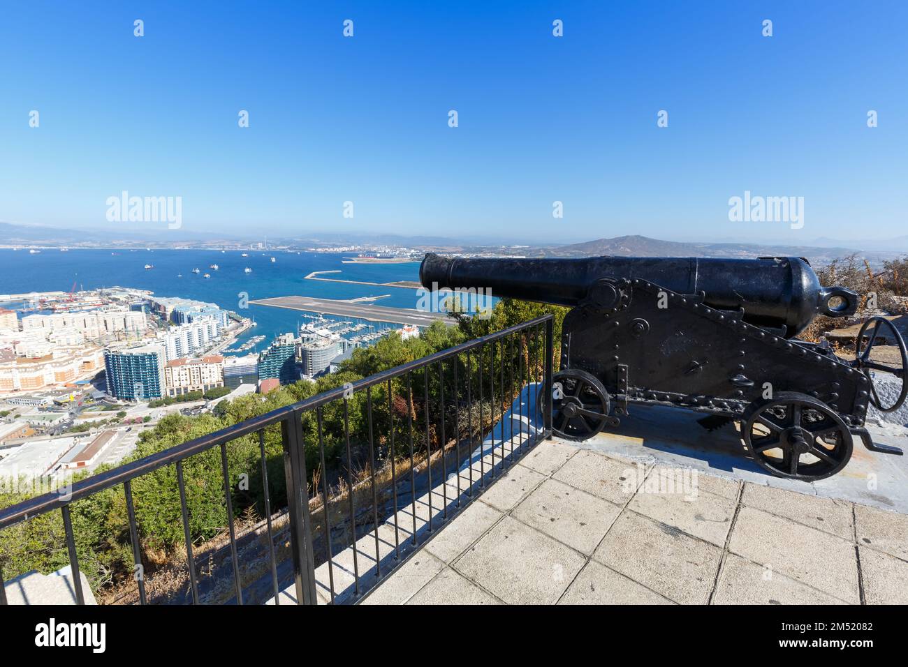 Gibraltar Kanone Kriegsverteidigung Verteidigung Mittelmeer Reise Stadt Übersicht Reisen Stockfoto