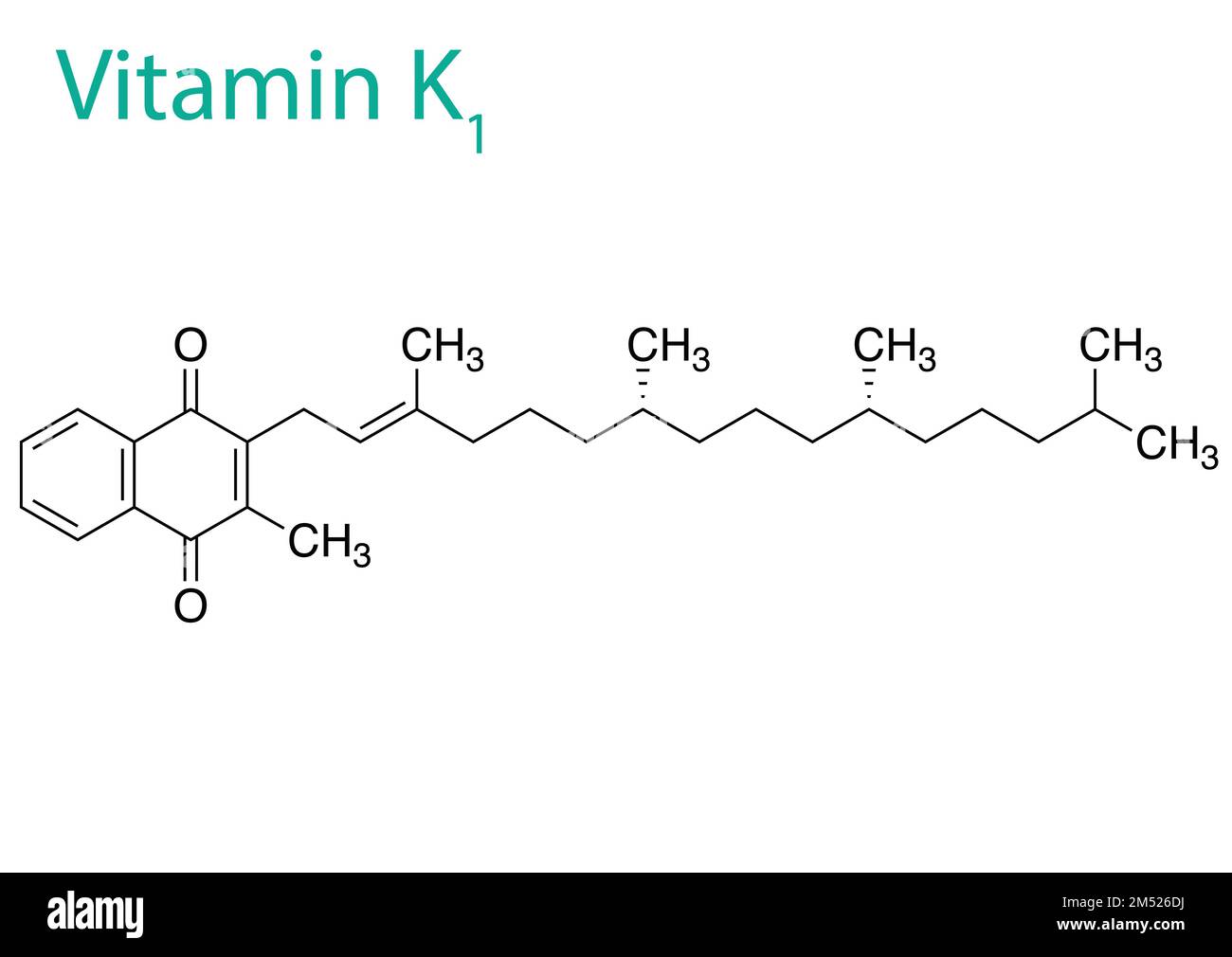 Vektordarstellung der Molekülstruktur von Vitamin K1 Stock Vektor