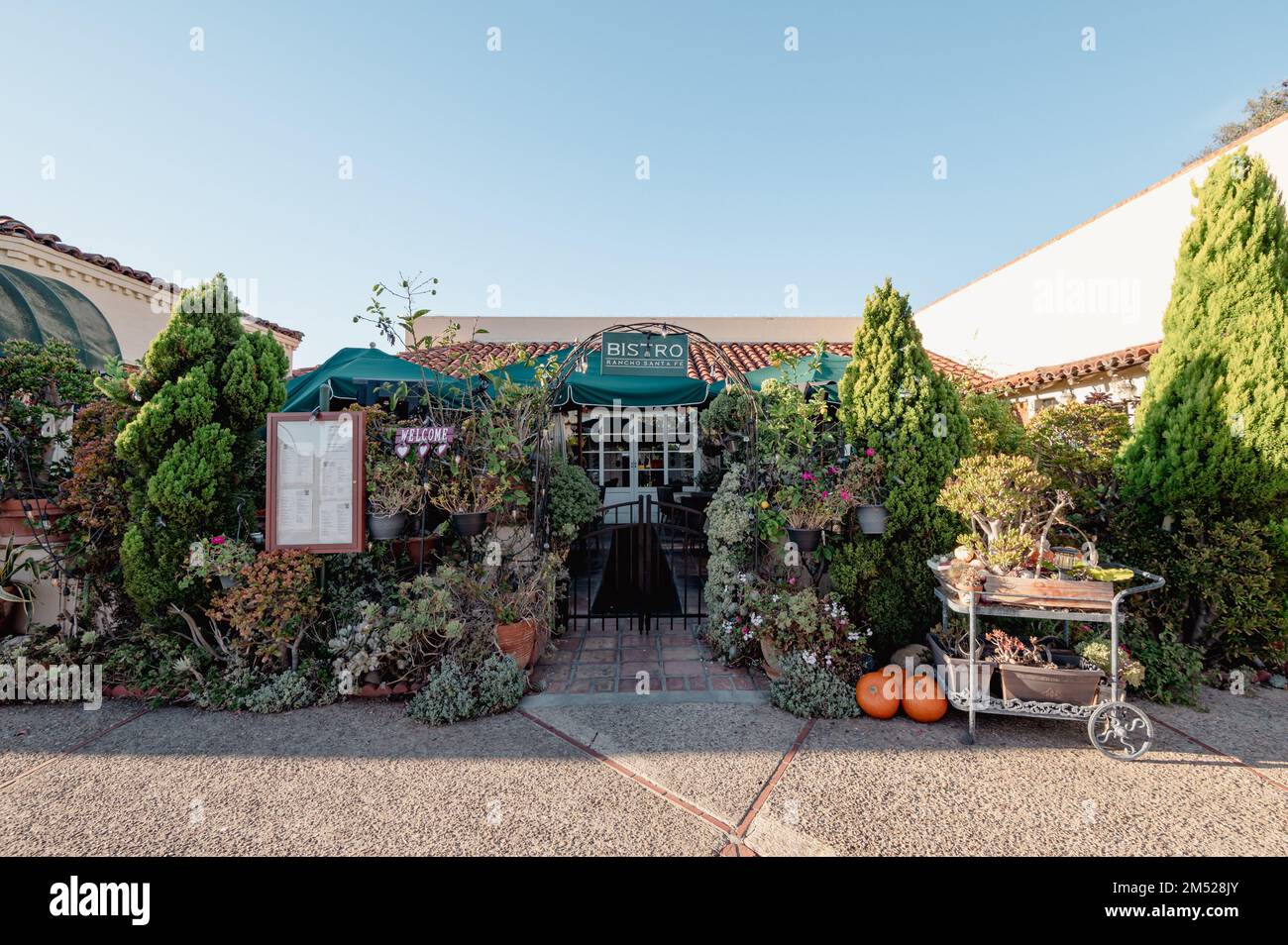 Bistro Rancho Santa Fe, ein französisches Restaurant in San Diego County. Stockfoto