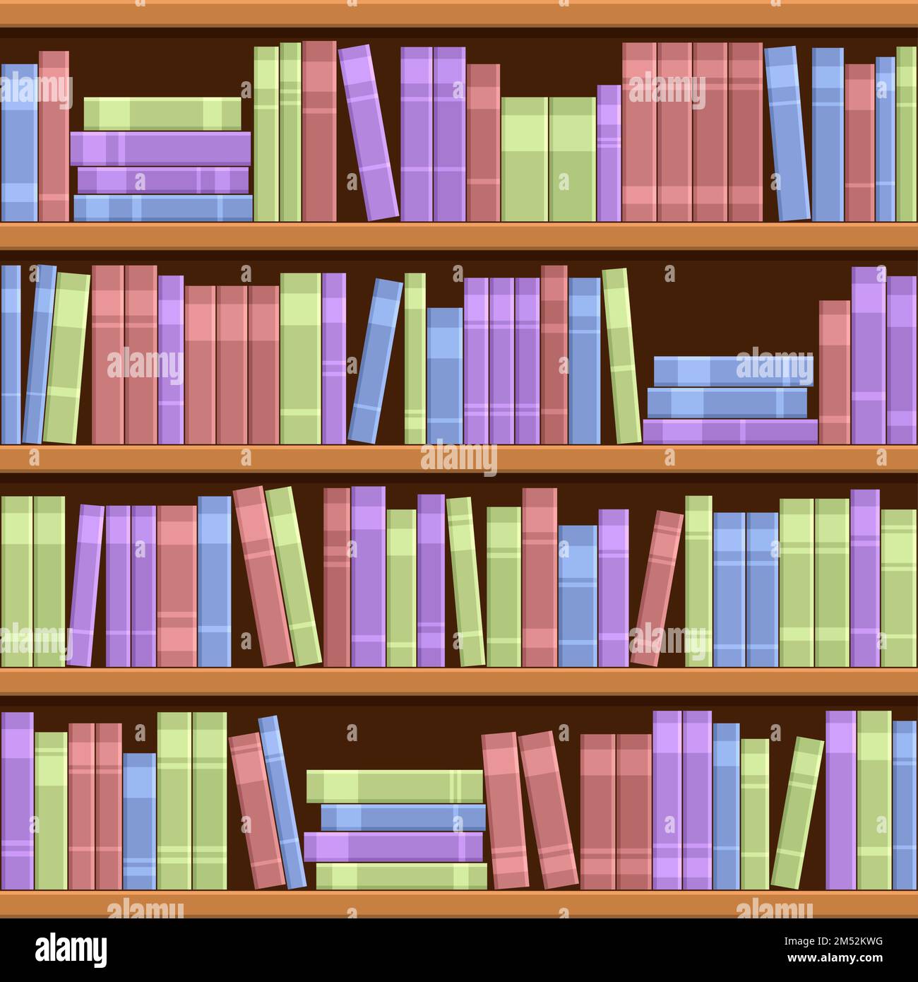 Vier Bücherregale. Mehrfarbige Variante der Bücherregale. Stock Vektor