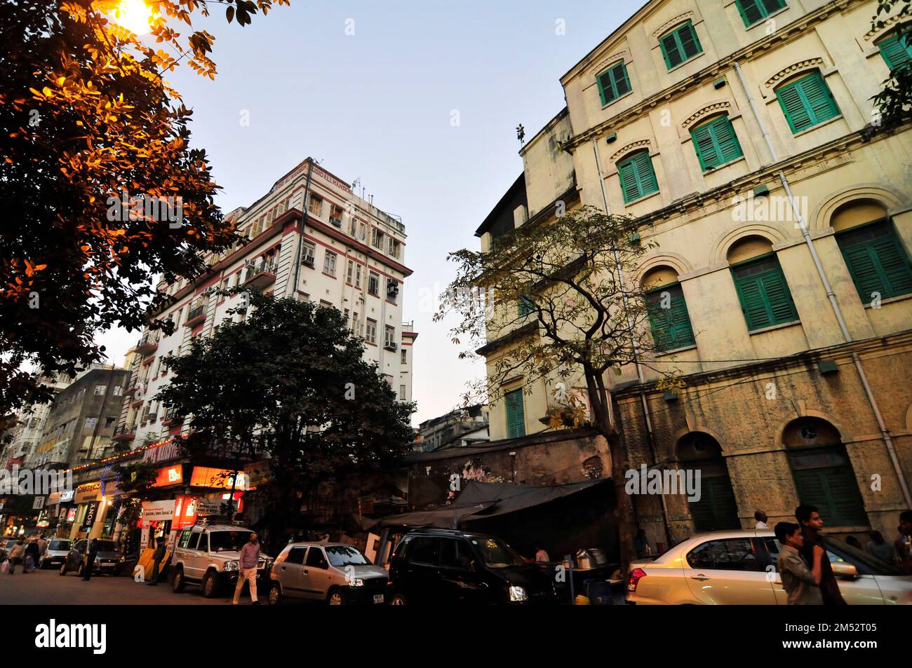 Subid Ali Mansion und das Majestic Hotel in Kalkutta, Indien. Stockfoto