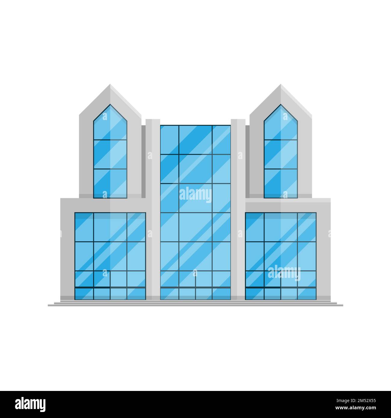 Isoliertes Bürogebäude Wohnungsstil auf weißem Hintergrund Vektorbild. Jugendstilgebäude, Grundstück, Symbol für Ihre Projekte. Stock Vektor