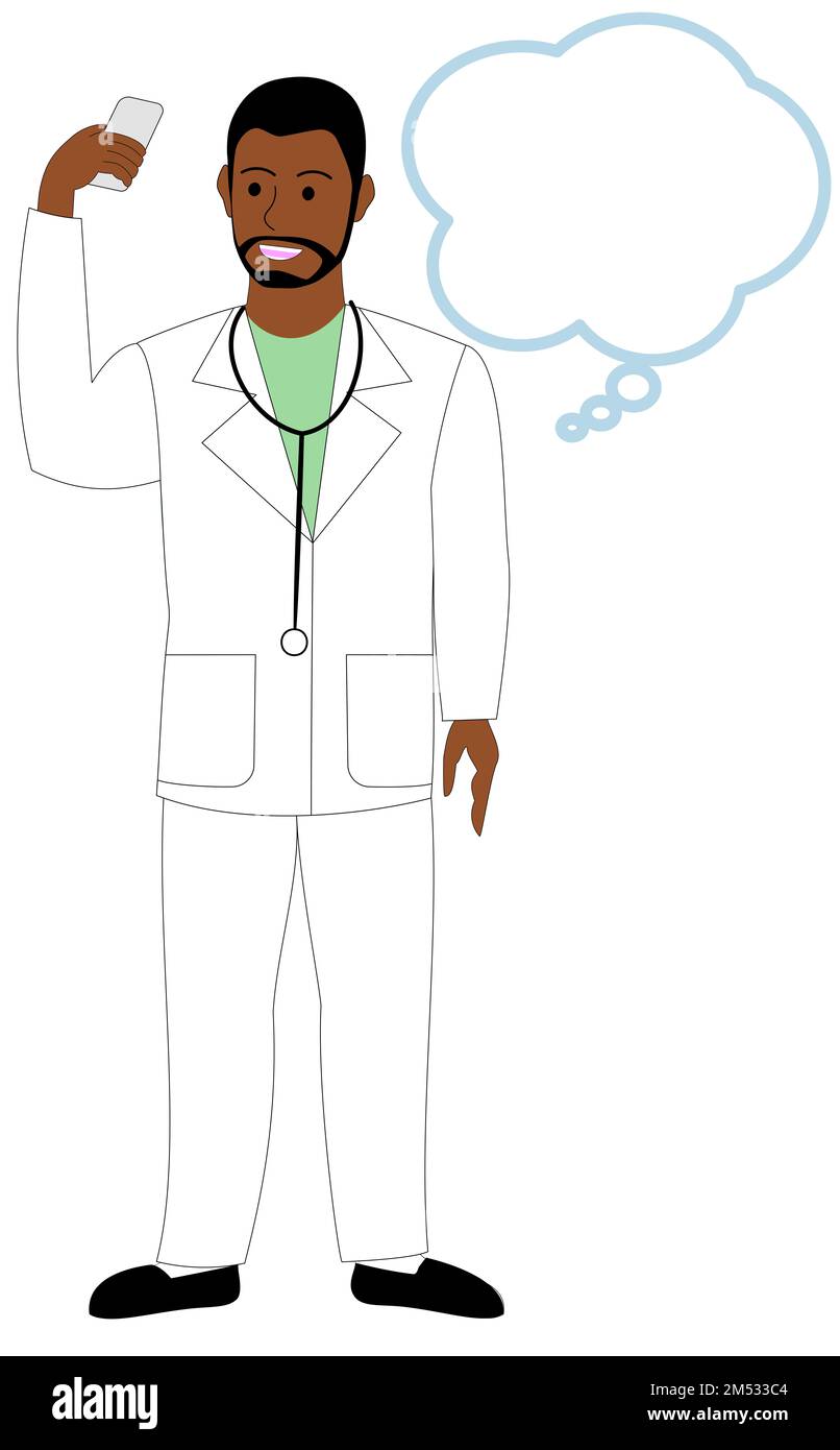 Ein schwarzer, männlicher Arzt, ein Tierarzt, der Selfie macht Stockfoto