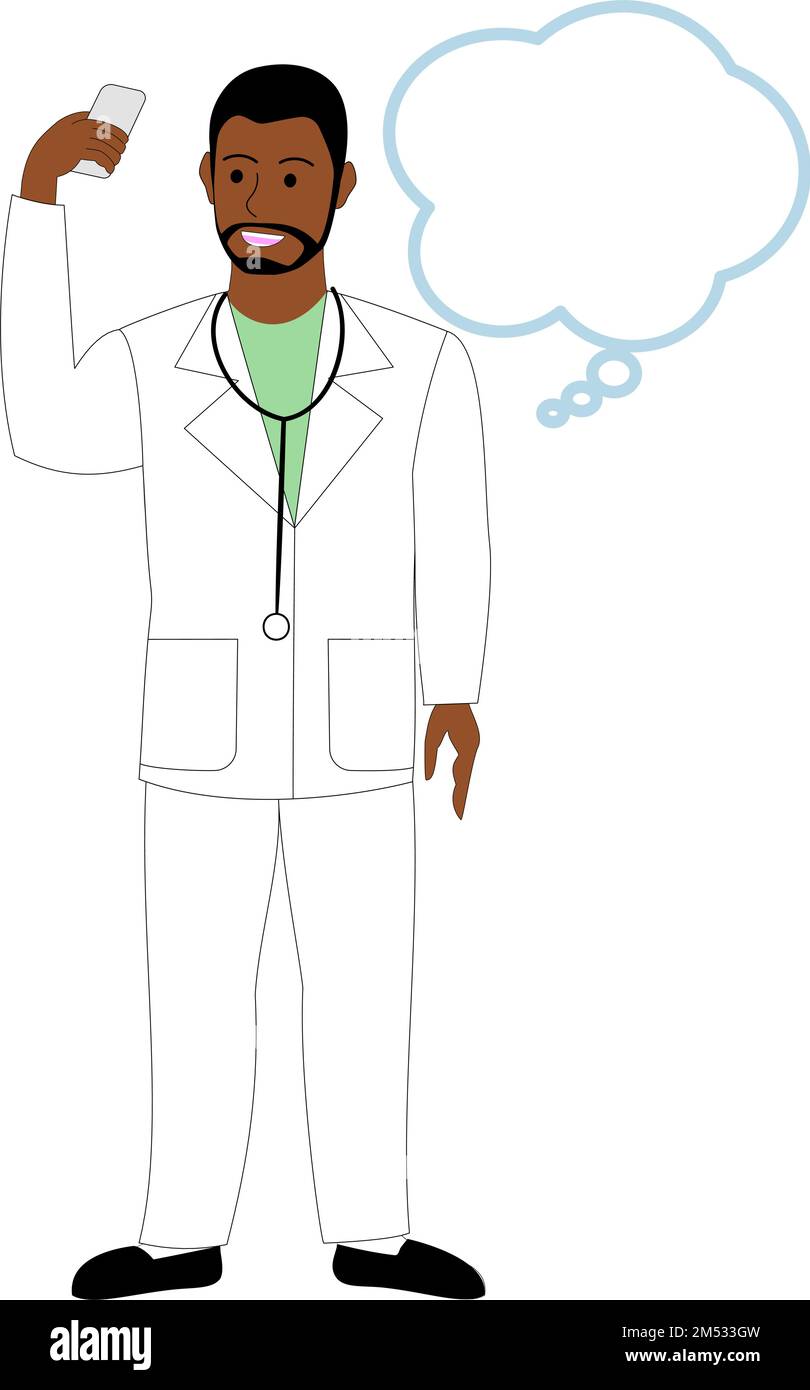 Ein schwarzer, männlicher Arzt, ein Tierarzt, der Selfie macht Stockfoto