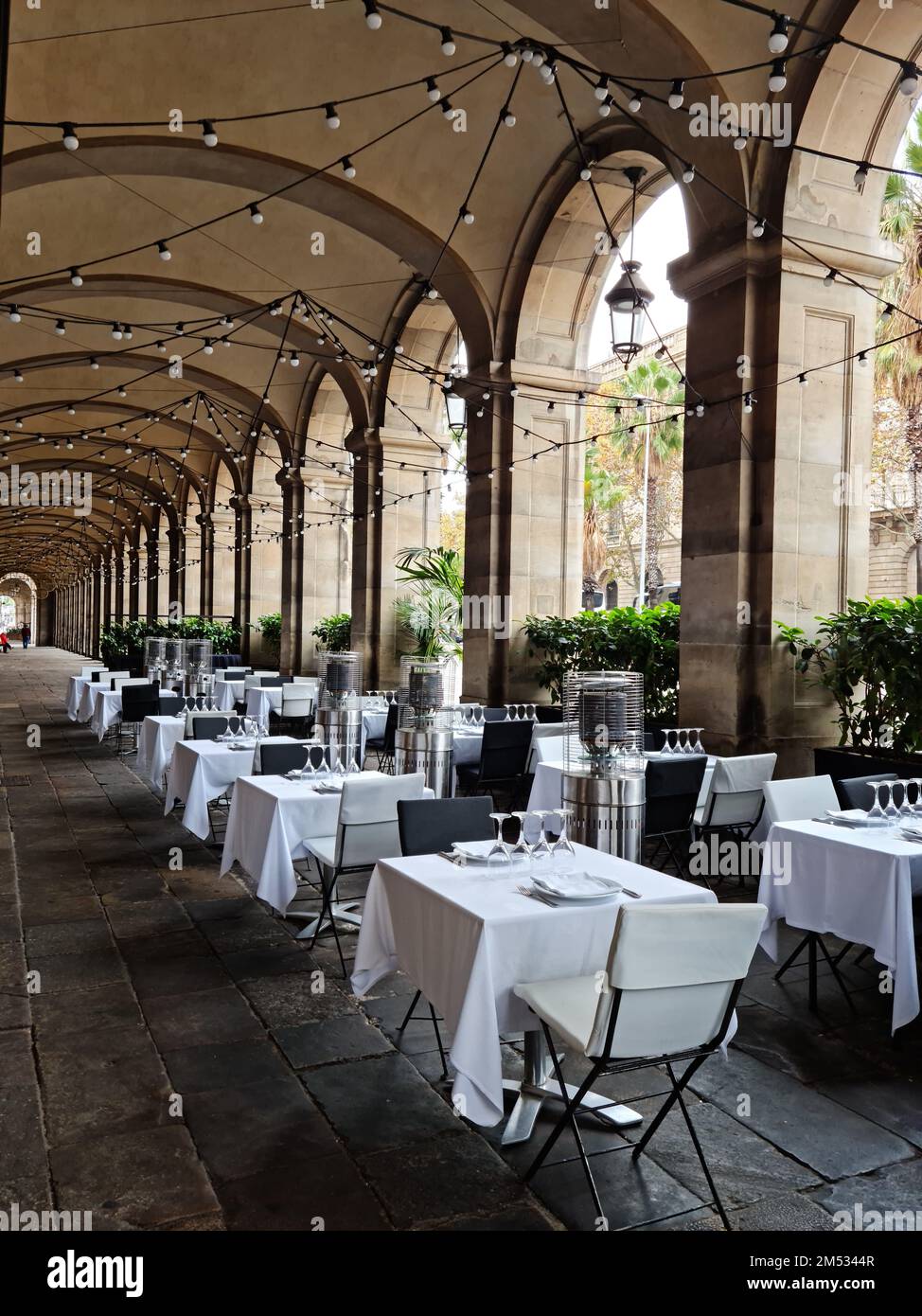 Restaurant 7 portes. Porxos d'eng Guifré, Pla de Palau. Barcelona, Katalonien, Spanien. Stockfoto