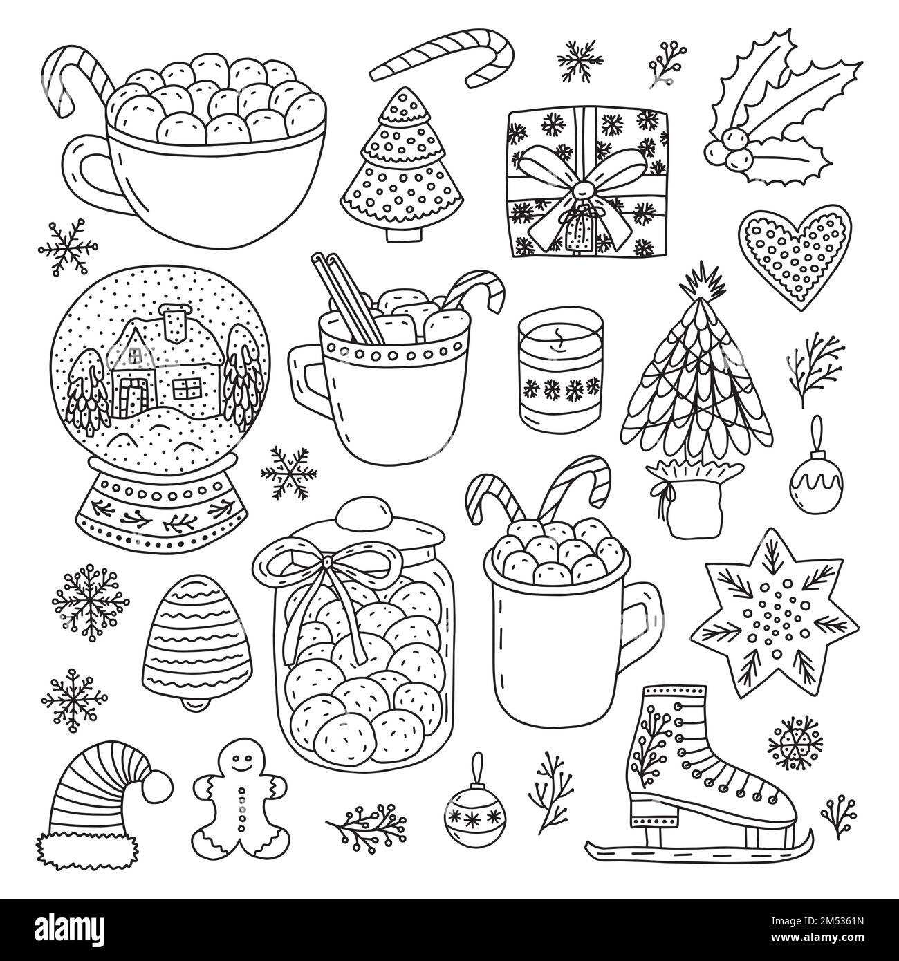 Handgezeichnete Weihnachtselemente Stock Vektor