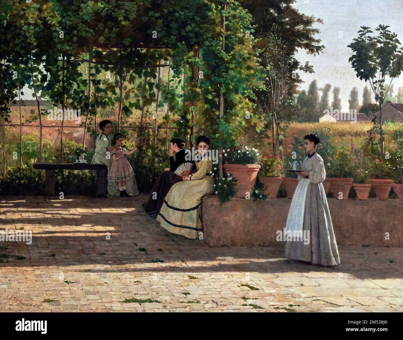 UN dopo pranzo ( Il pergolato ) - olio su tela - Silvestro Lega - 1868 - Mailand, Italien, Pinacoteca di Brera Stockfoto