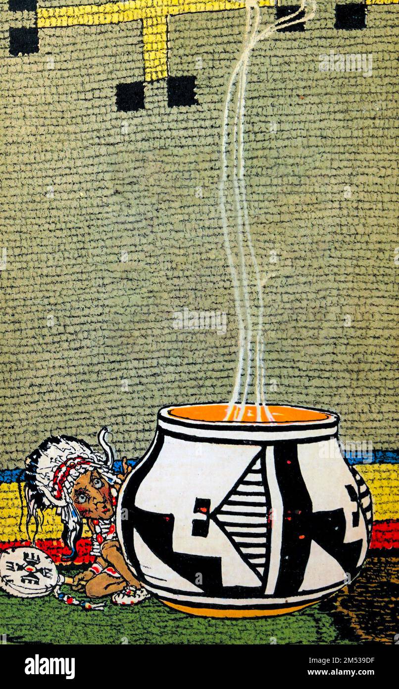 Lining Paper illustriert von John Rae aus dem Buch " American Indian Märchen " von William Trowbridge Larned, Publikationsdatum 1921 Publisher New York, P. F. Volland Stockfoto