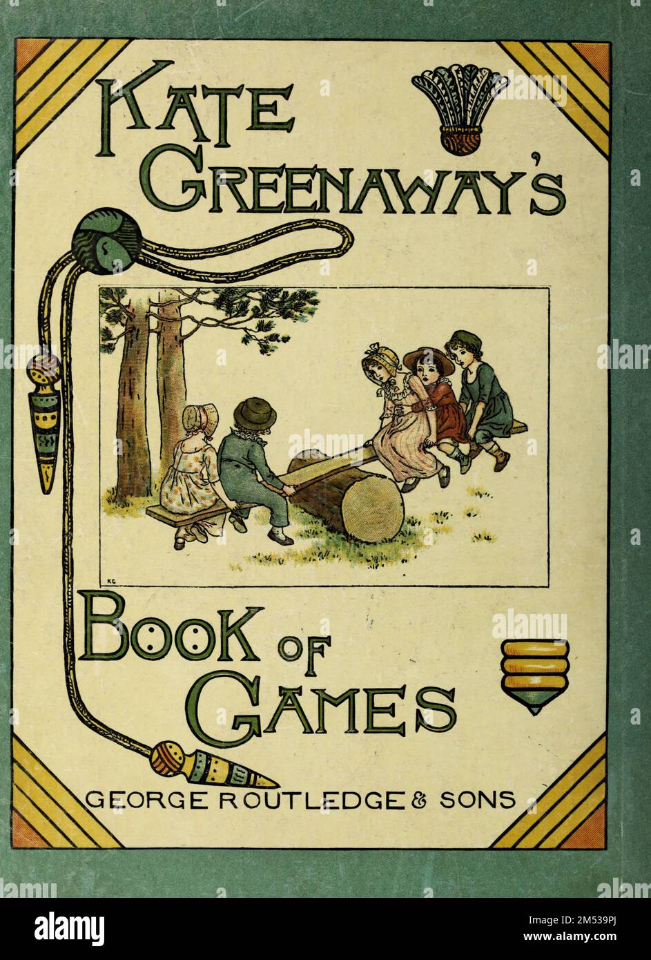 Cover aus dem Buch Kate Greenaway's Book of Games Illustrated and described by Greenaway, Kate, 1846-1901, graviert und gedruckt von Edmund Evans, Published Routledge and Sons, London 1889 Stockfoto