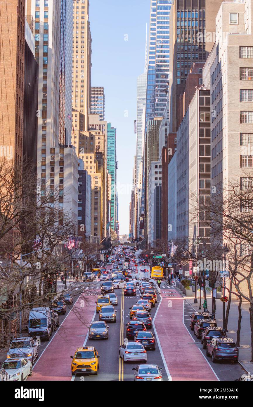 Wolkenkratzer in New York Manhattan während der Wintersaison Stockfoto