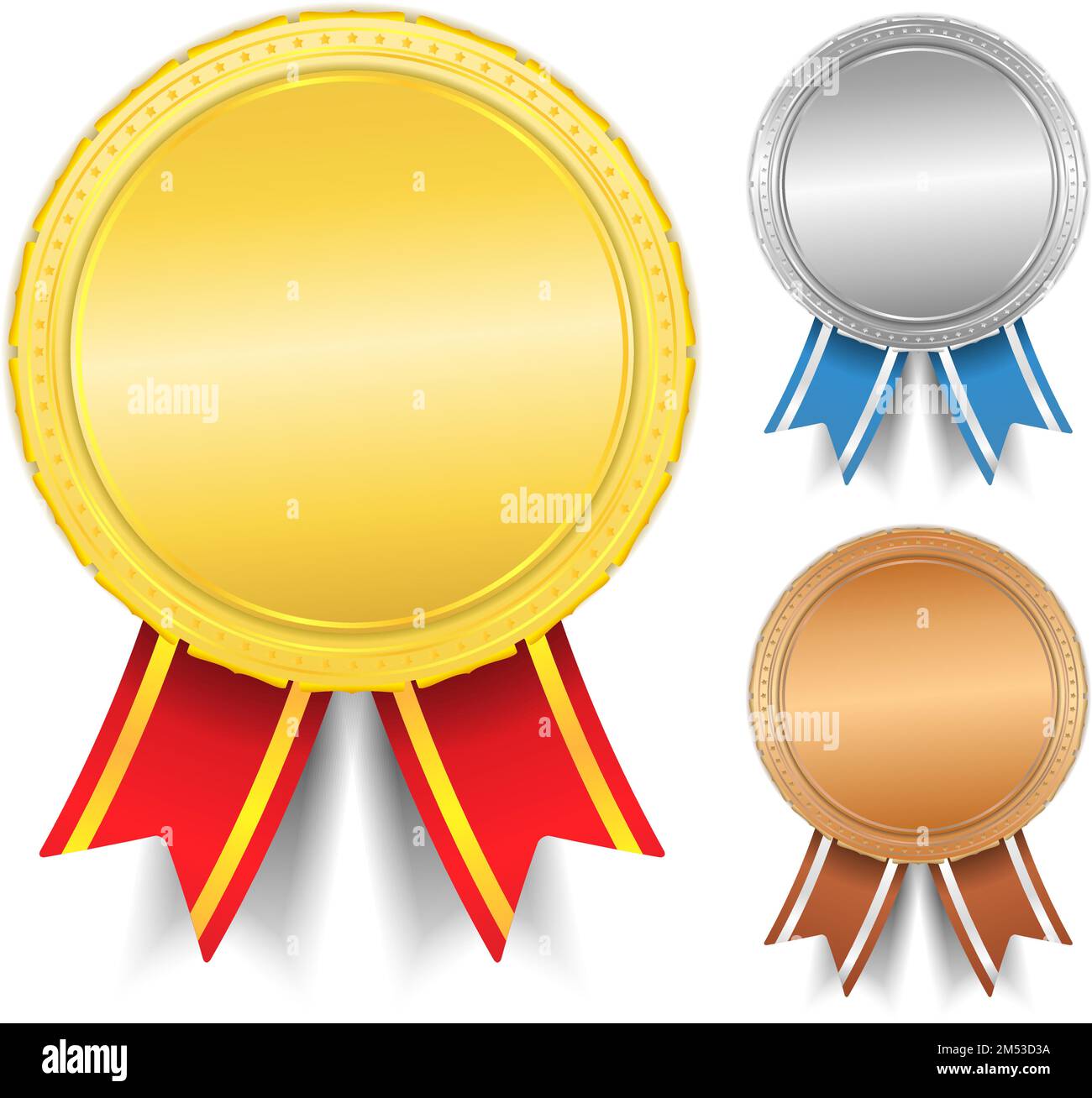 Goldene, silberne und bronzene Medaillen, eps10 Vektorgrafik Stock Vektor