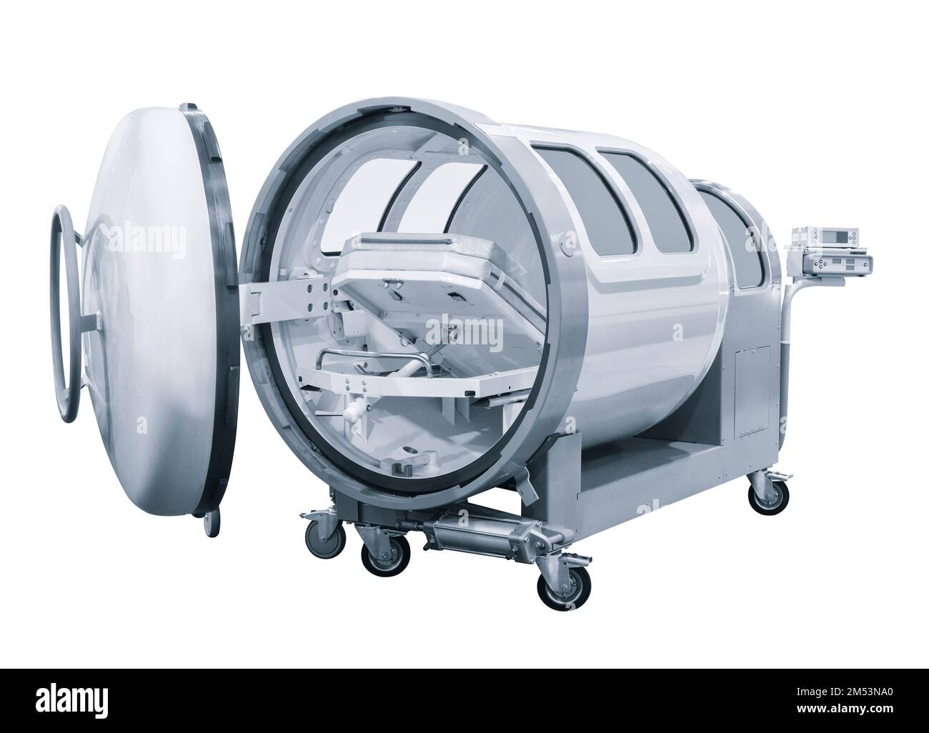 Medikamentös hyperbarer Einzeldruck auf weiße Hintergrundkammer Stockfoto