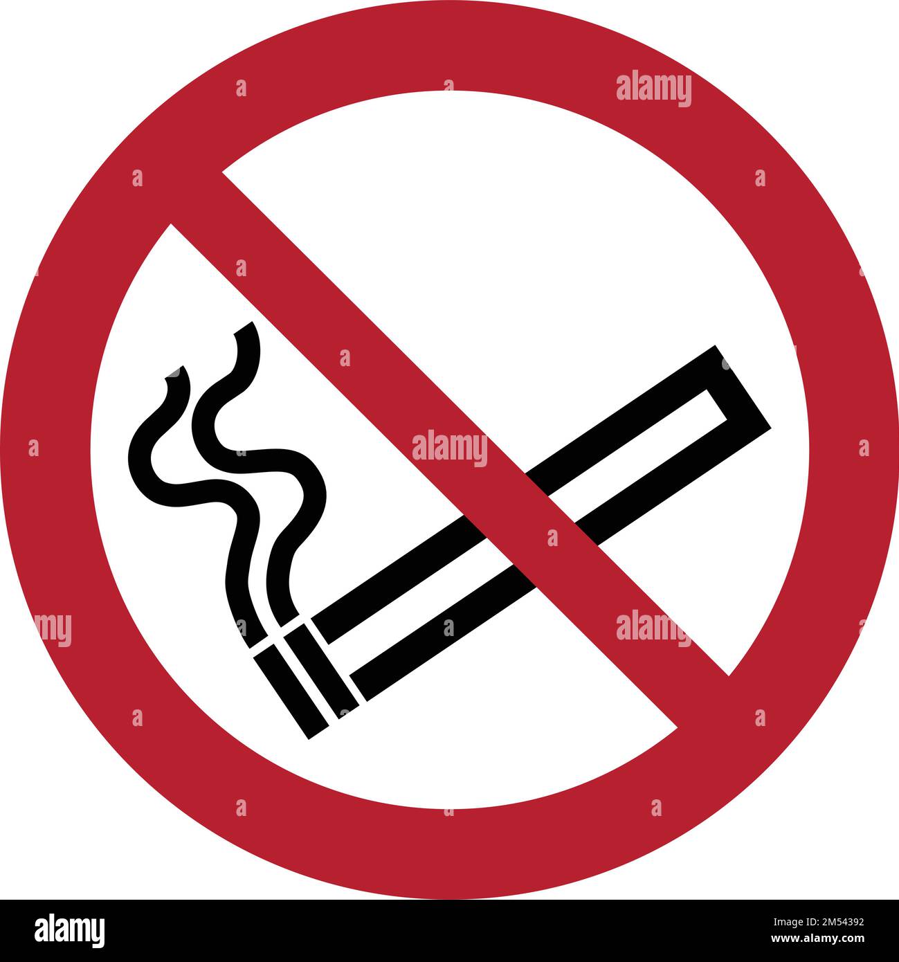 Rauchverbot-Schild auf weißem Hintergrund, Vektordarstellung. Stock Vektor