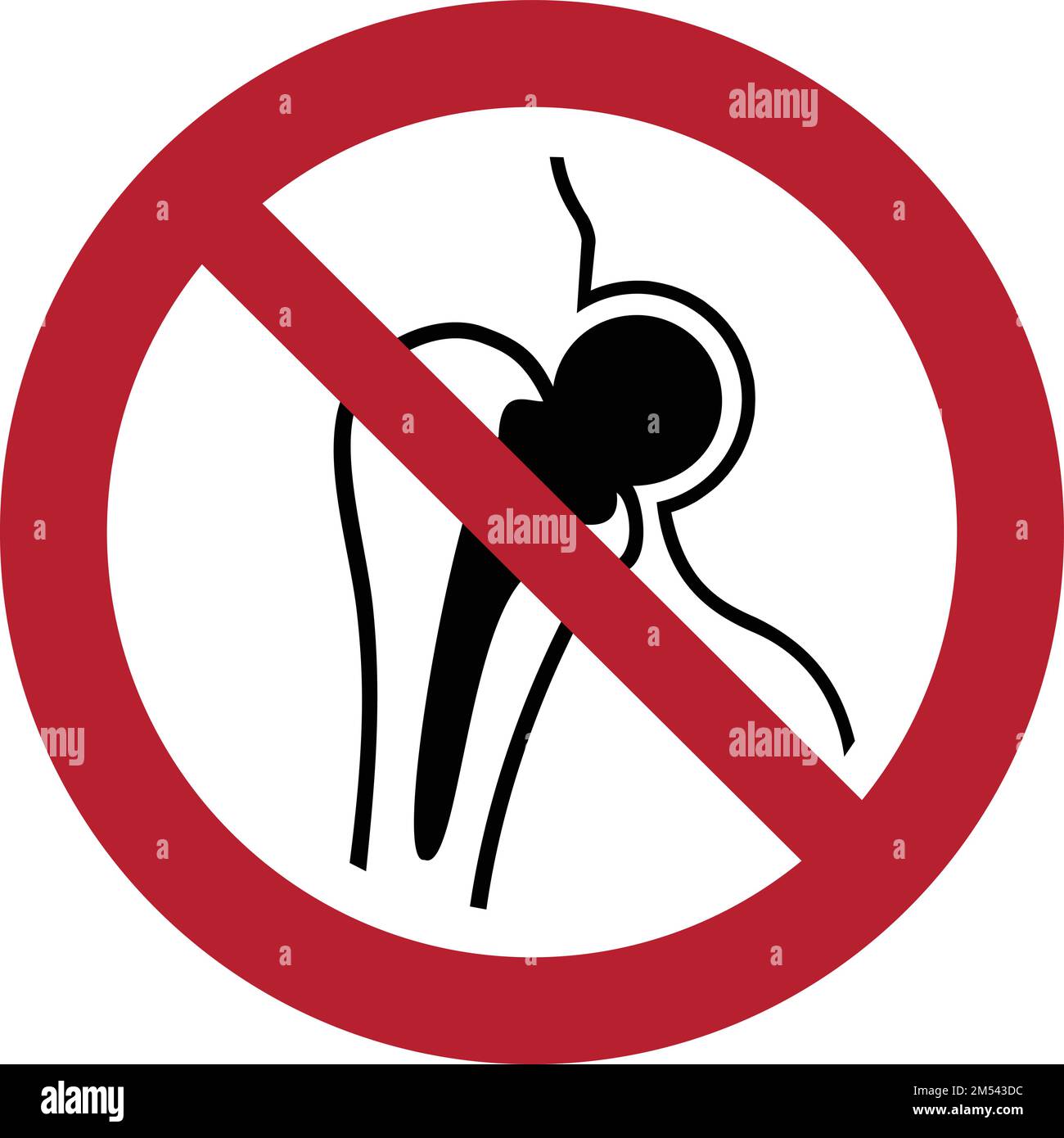 ISO 7010 p014 – kein Zugang für Personen mit metallischen Implantaten. Kein Zugang Für Personen Mit Metallischem Implantat-Symbol, Vektorabbildung, Isolieren Auf Weiß Stock Vektor