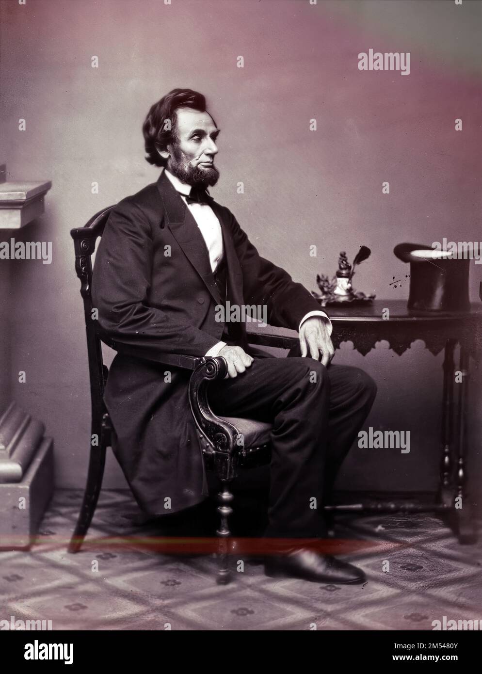 Abraham Lincoln Porträt. Digitale Verbesserung eines öffentlich zugänglichen Bildes Stockfoto