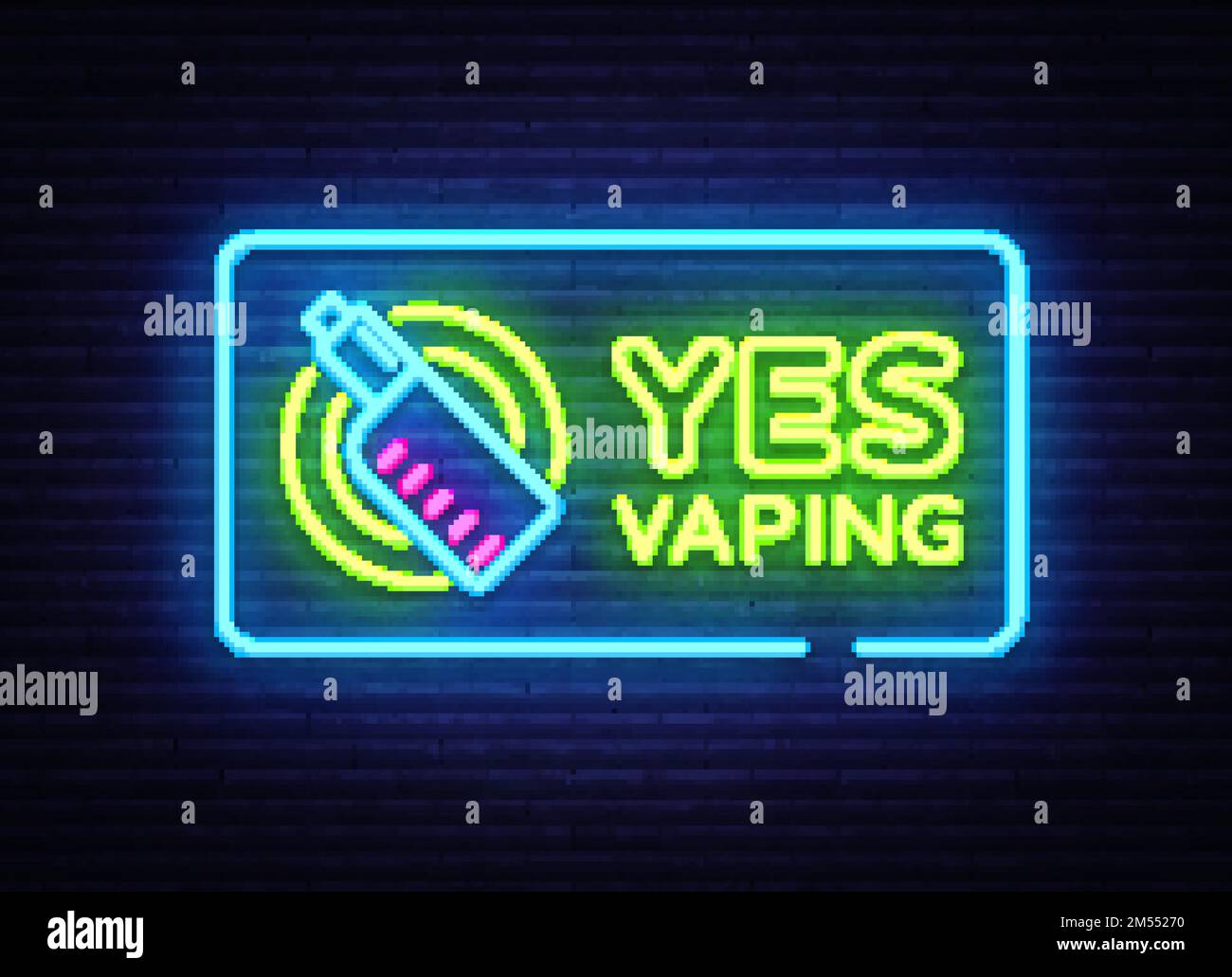 Ja, das "Dampf-Neon" -Schild. Vektorvorlage für Zone Vaping Neon-Zeichen, helles Banner, helle Nachtdarstellung, Symbol, Orte für Vape, Elektronische Zigarette ne Stock Vektor