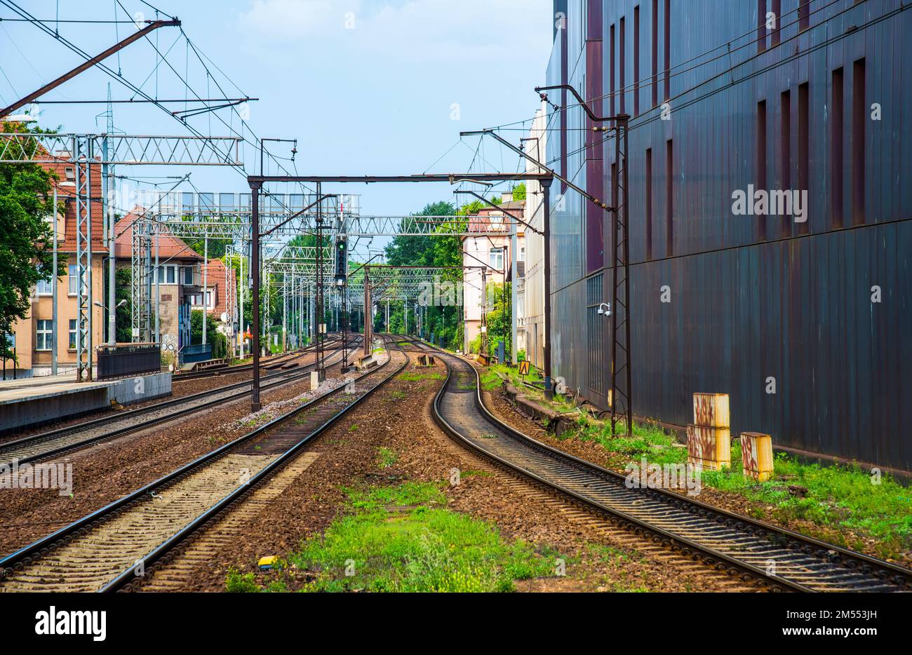 Bahnhof und Eisenbahnen in Gdynia, Polen Stockfoto