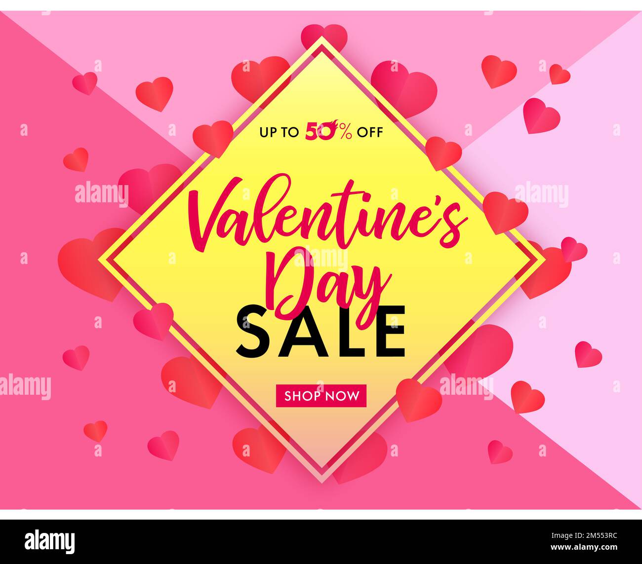 Banner oder Poster zum Valentinstag. Kreatives Tag. Werbedesign für Sonderangebote. Grafikvorlage für Werbung. Stock Vektor